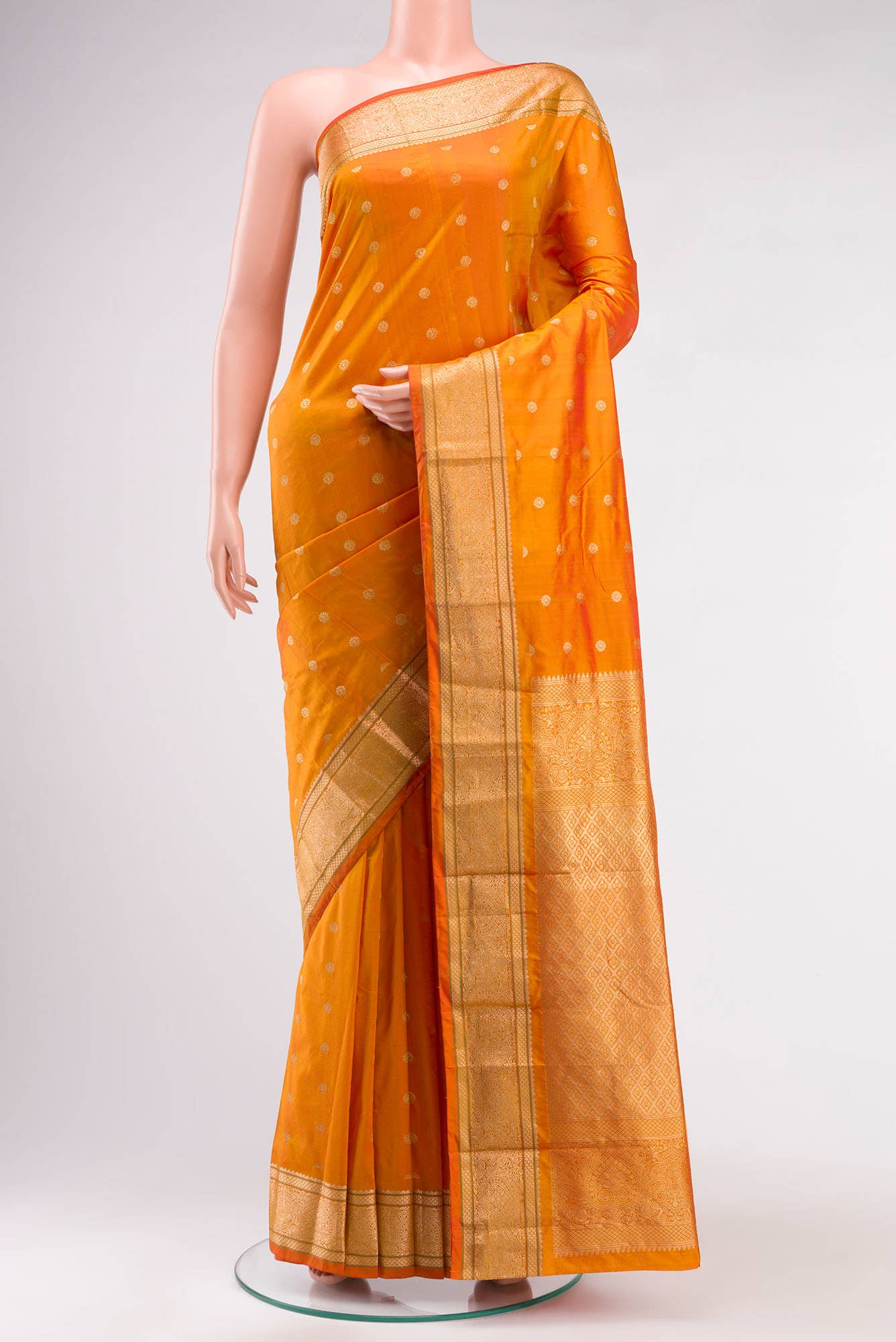 Yellow Blended Bangalore Silk Saree