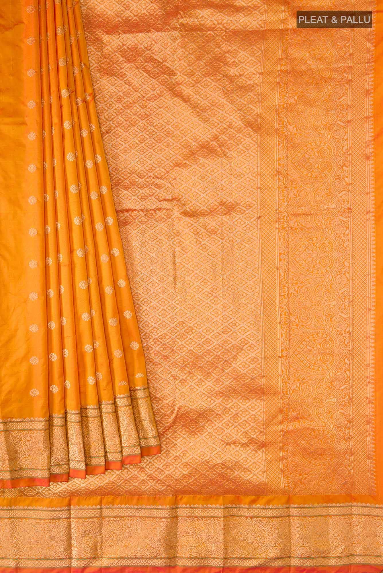 Yellow Blended Bangalore Silk Saree