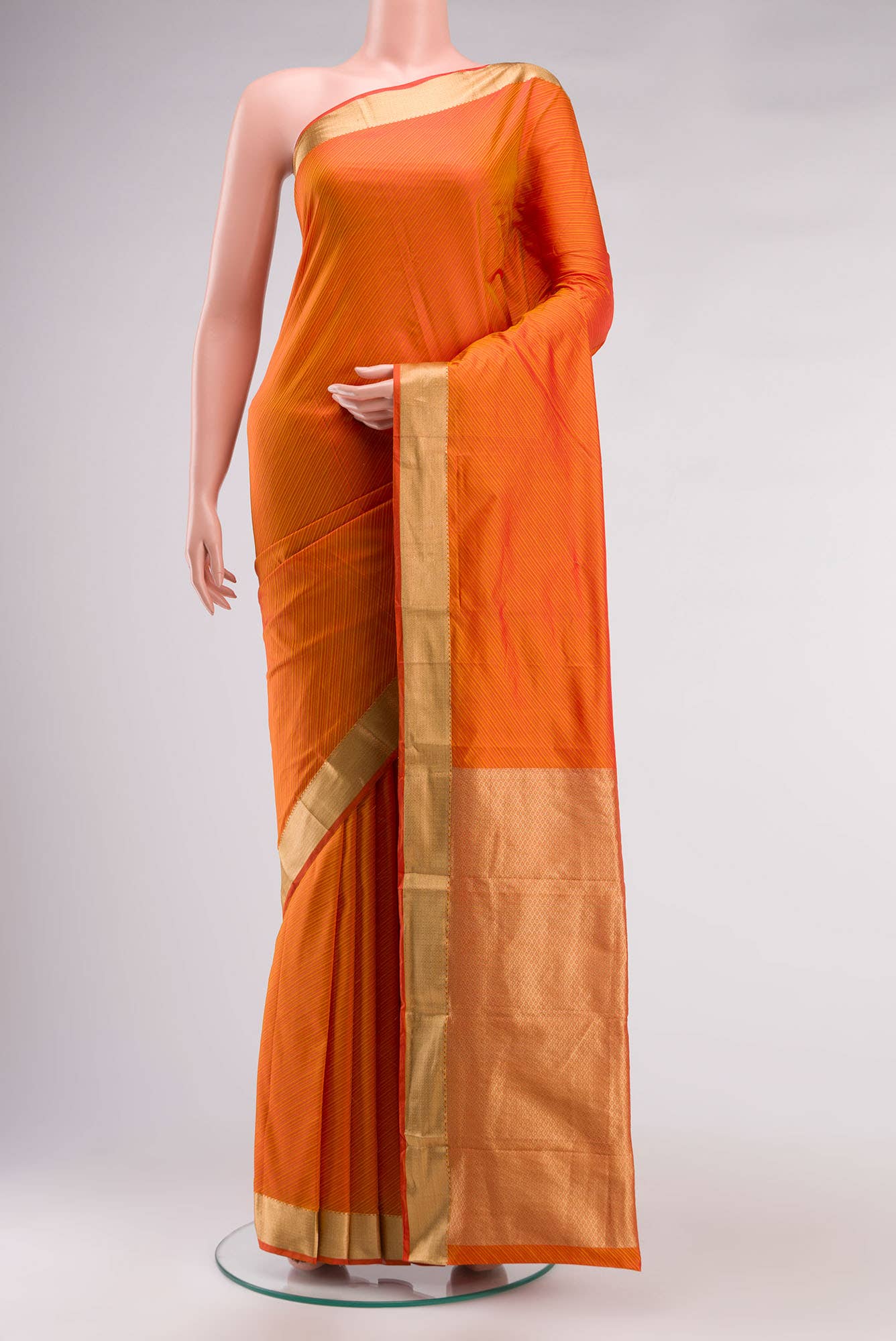 Orange Blended Bangalore Silk Saree