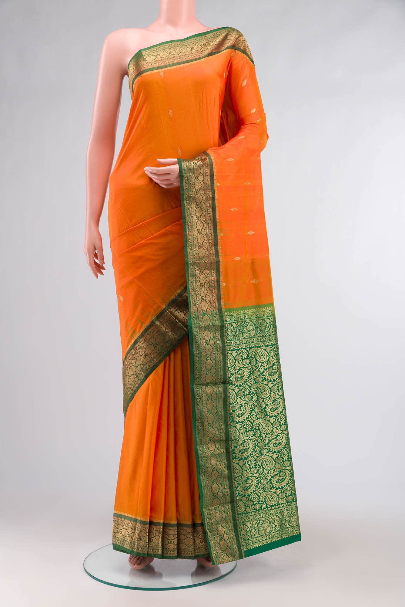 Orange Blended Bangalore Silk Saree