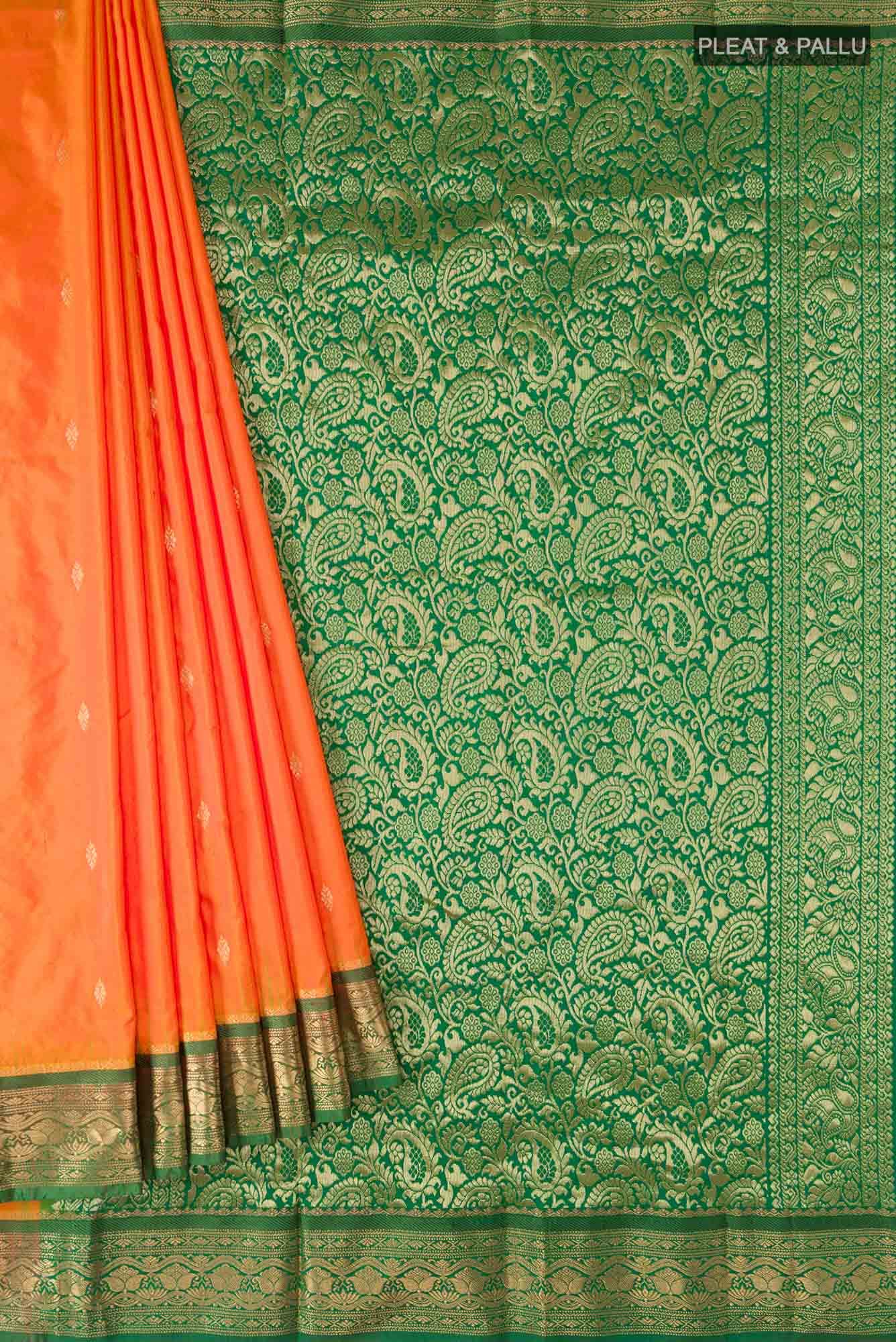 Orange Blended Bangalore Silk Saree