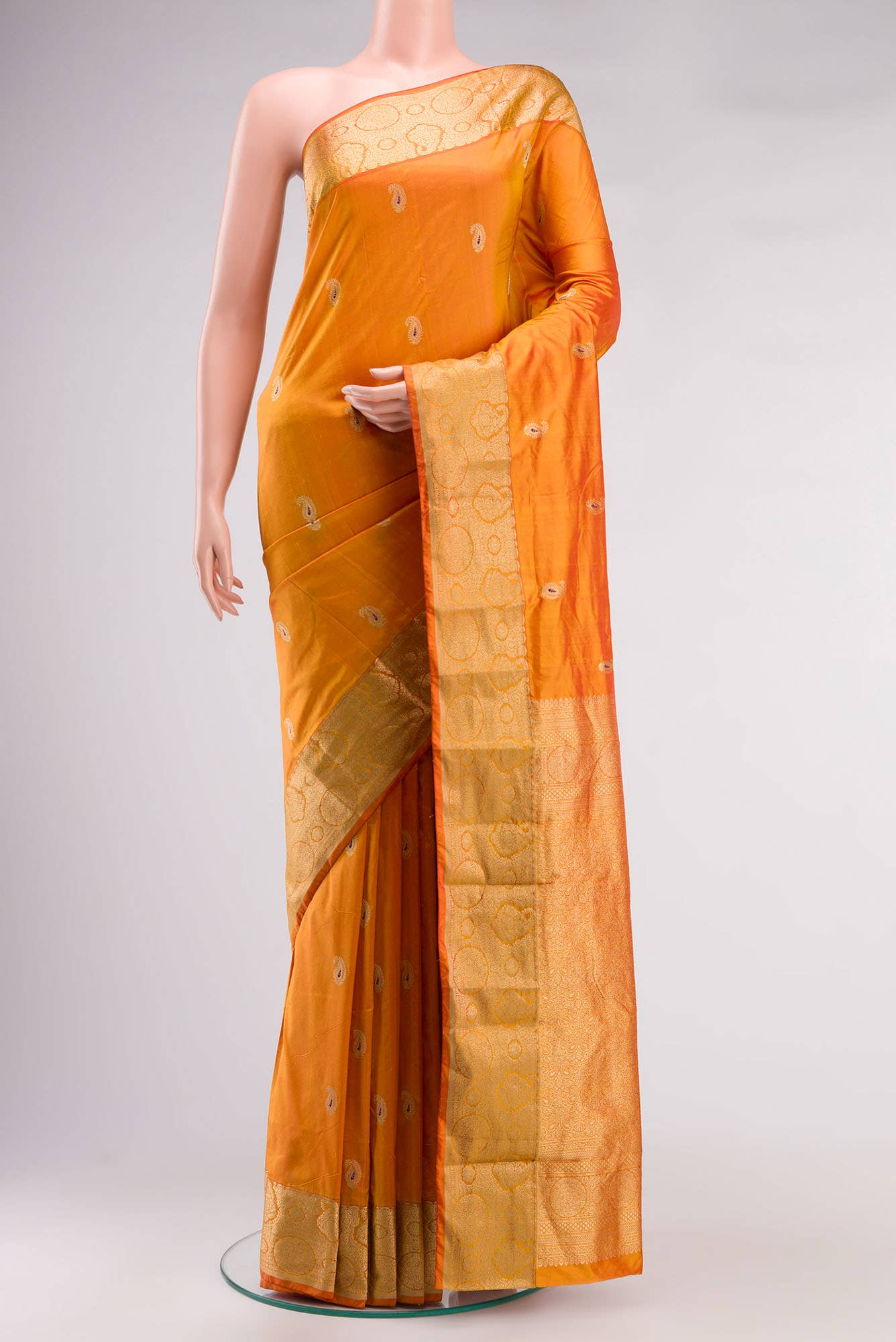 Yellow Blended Bangalore Silk Saree