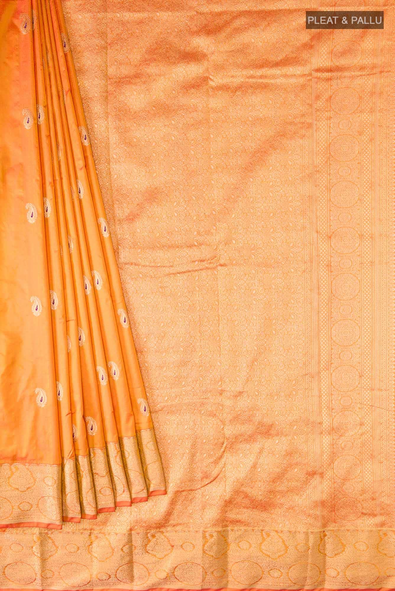 Yellow Blended Bangalore Silk Saree