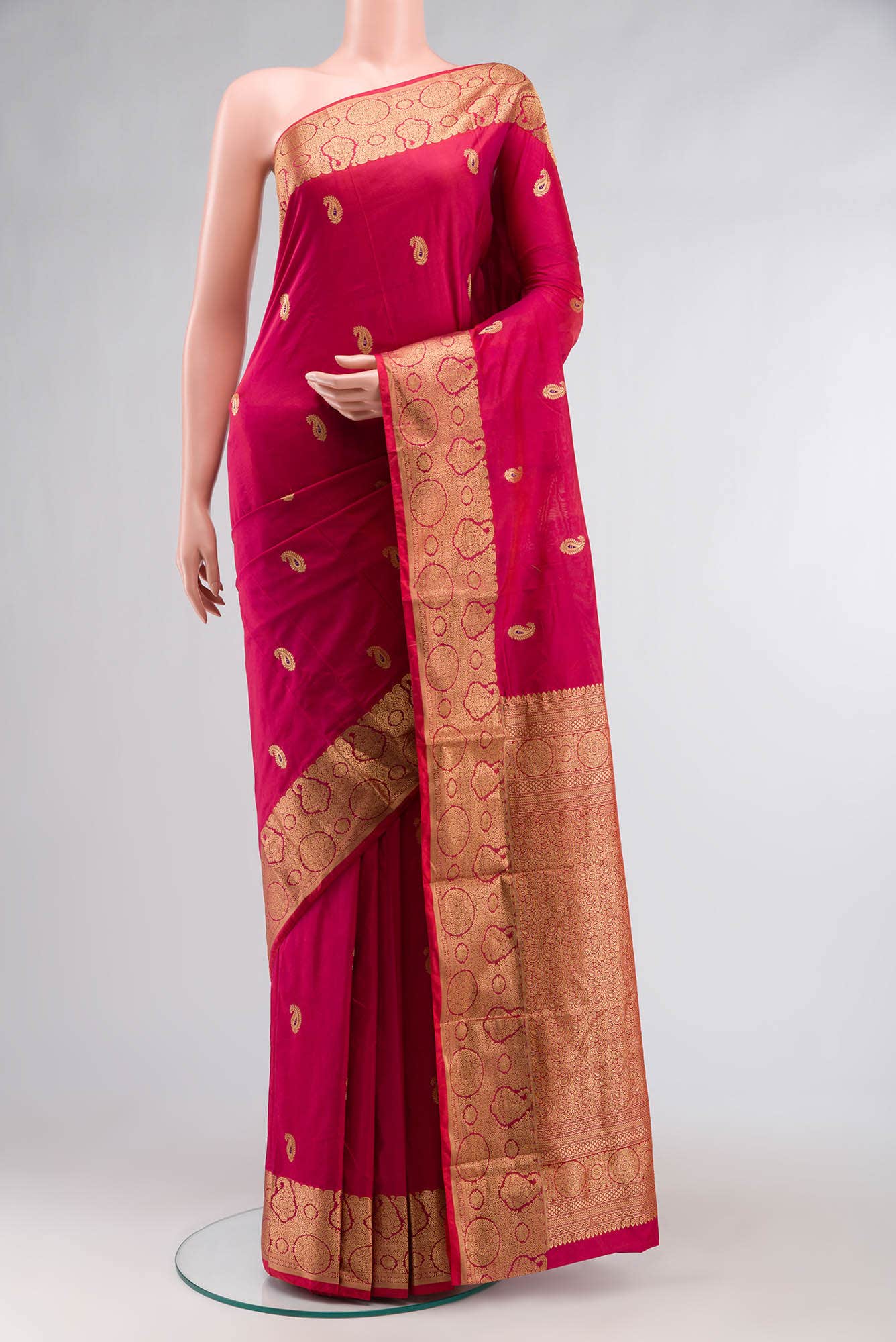Dark Pink Blended Bangalore Silk Saree