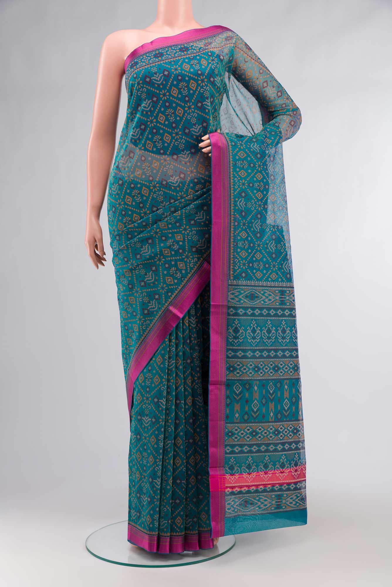 Blue Blended Kota Cotton Saree