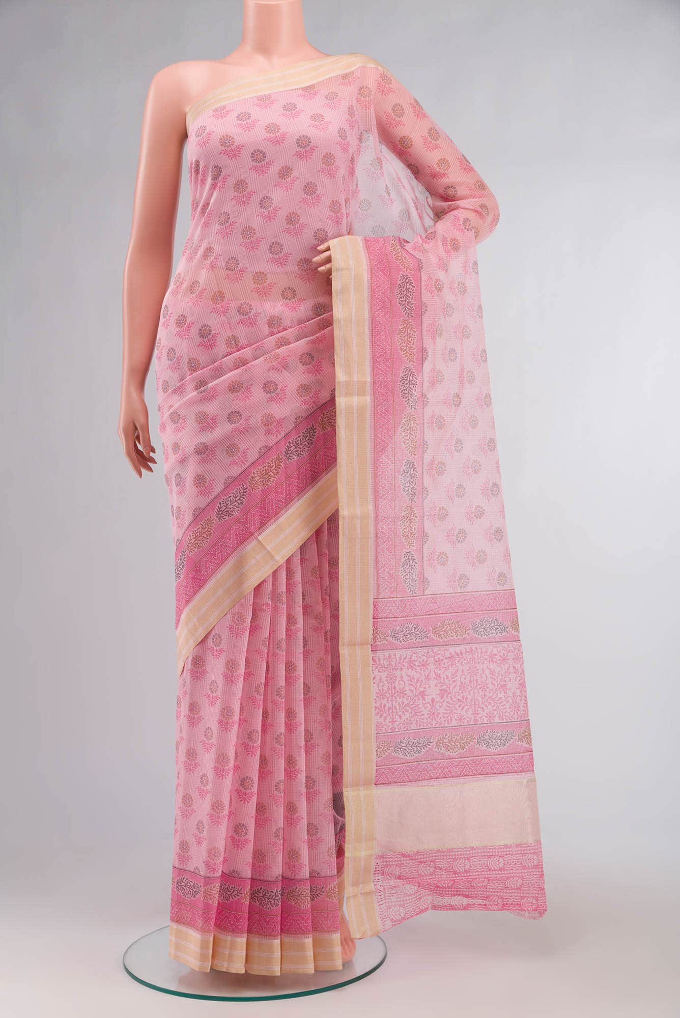Pink Blended Kota Cotton Saree