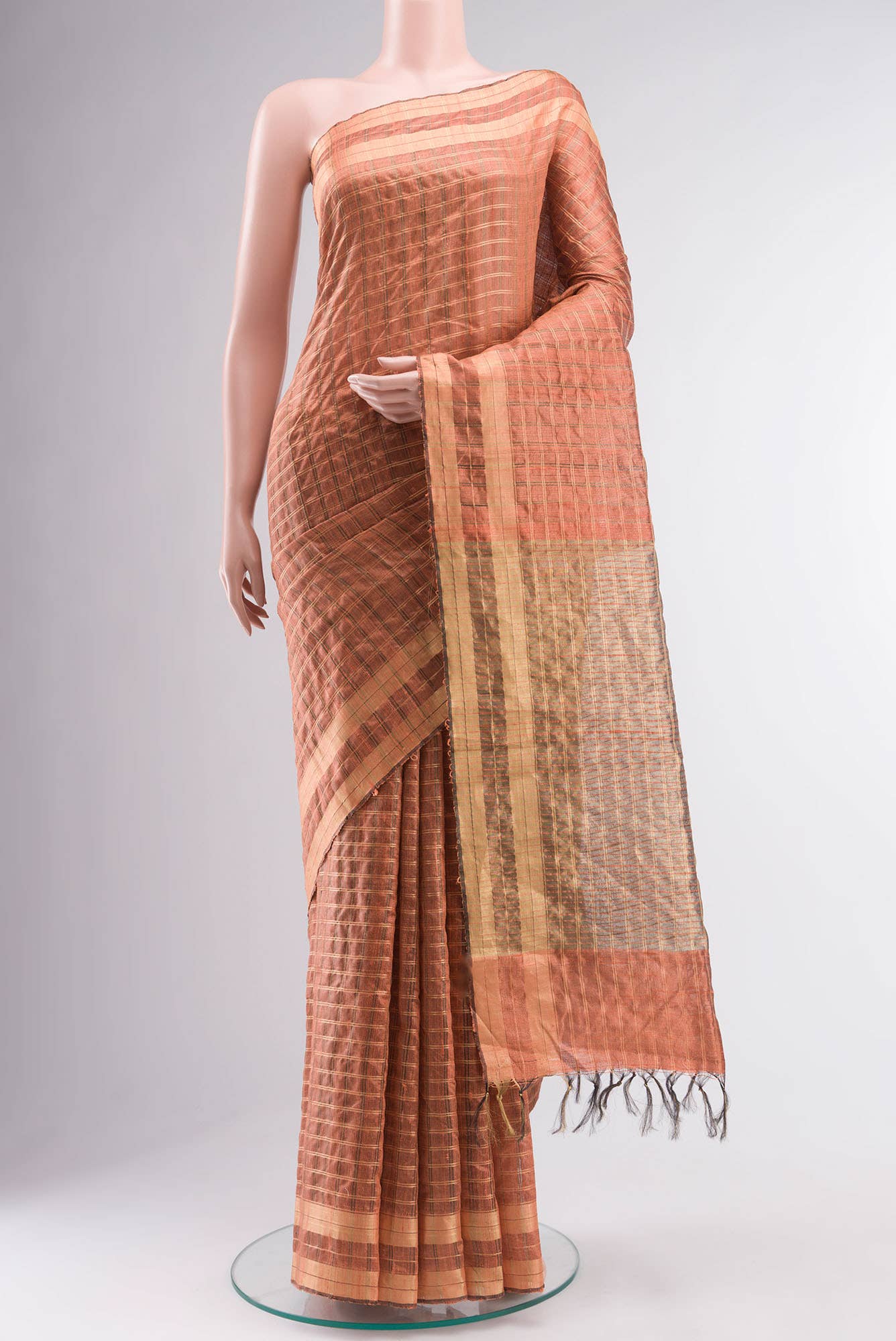 Shruthi-Rust Bhagalpuri Tussar Silk Saree