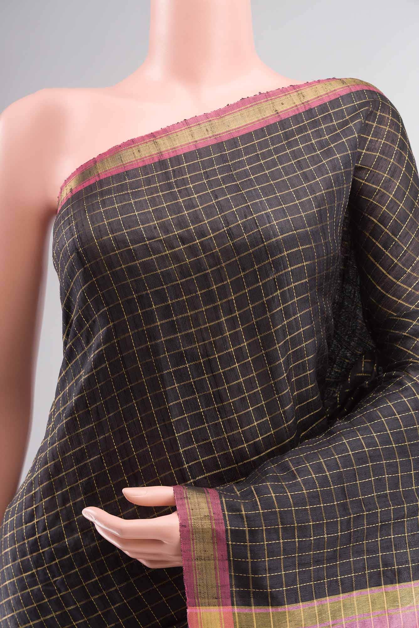 Aahana-Black Bhagalpuri Tussar Silk Saree