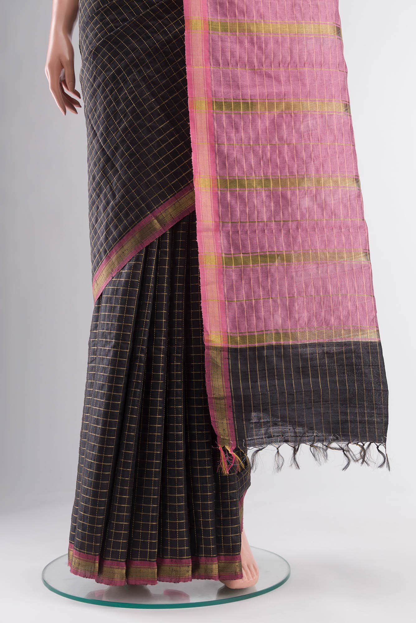 Aahana-Black Bhagalpuri Tussar Silk Saree