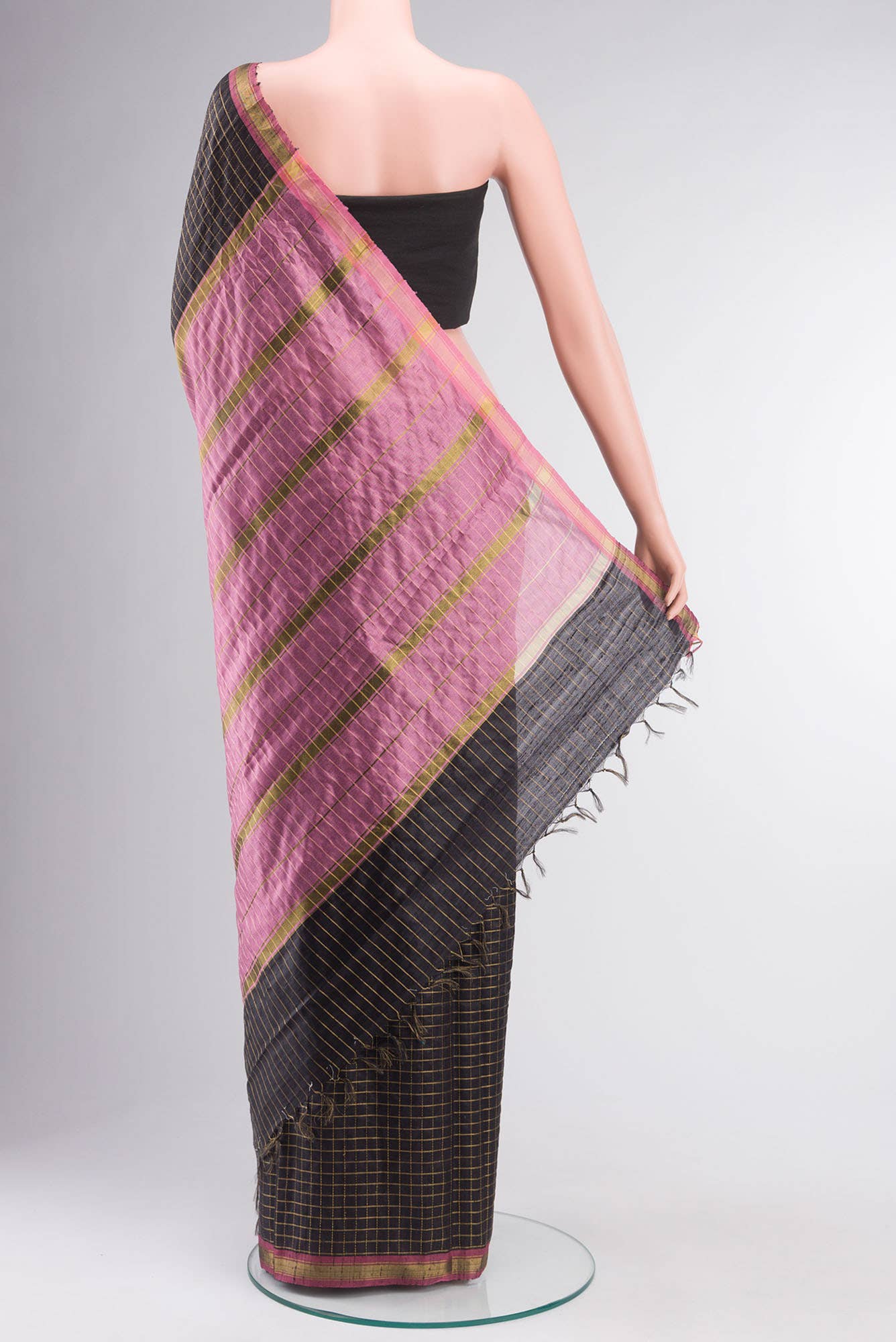 Aahana-Black Bhagalpuri Tussar Silk Saree