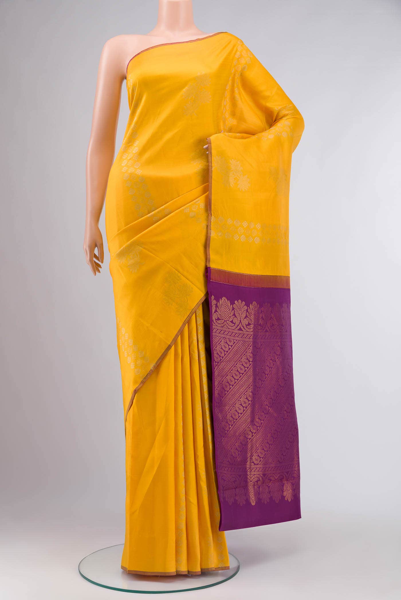 Yellow Kanchipuram Silk Saree