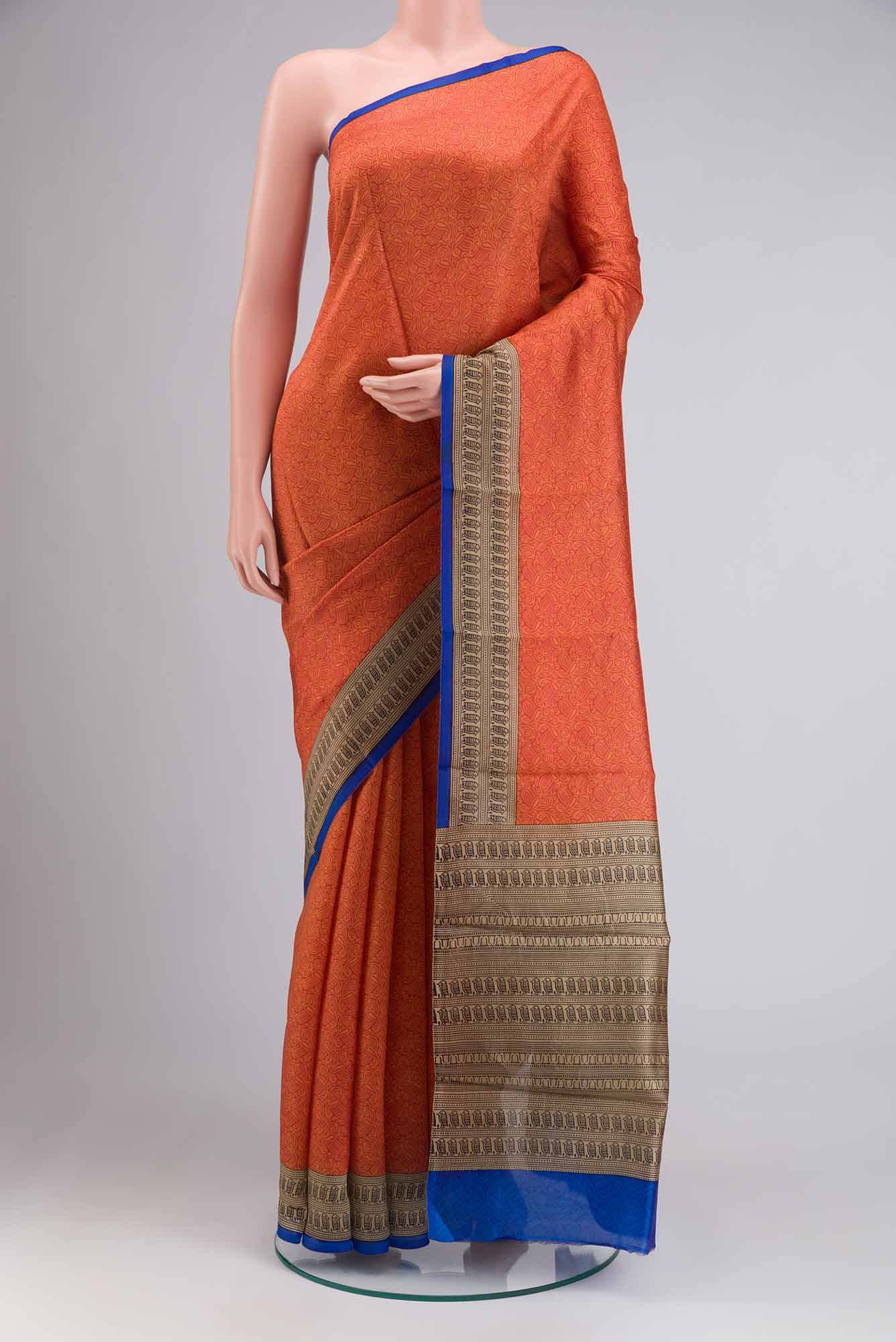 Orange Bangalore Silk Saree