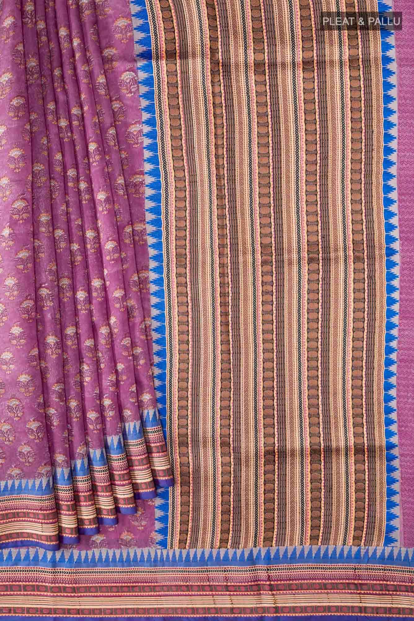 Pink Tussar Silk Saree