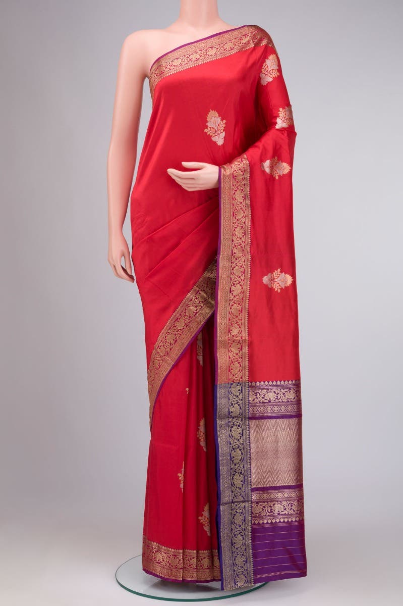 Red Banarasi Katan Silk Saree