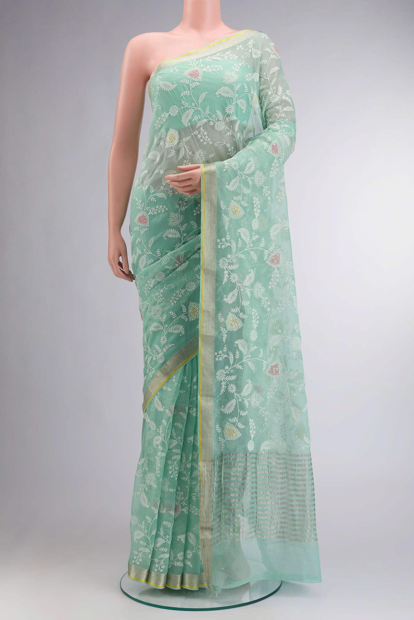 Green Chiffon Saree
