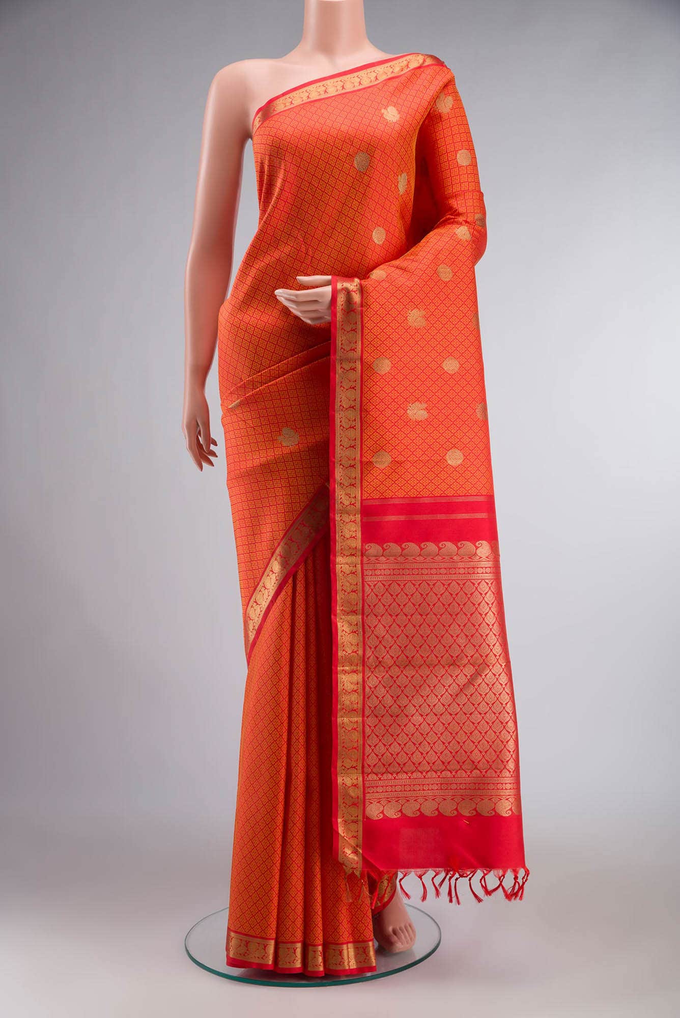 Red Dual Tone Kanchipuram Silk Saree