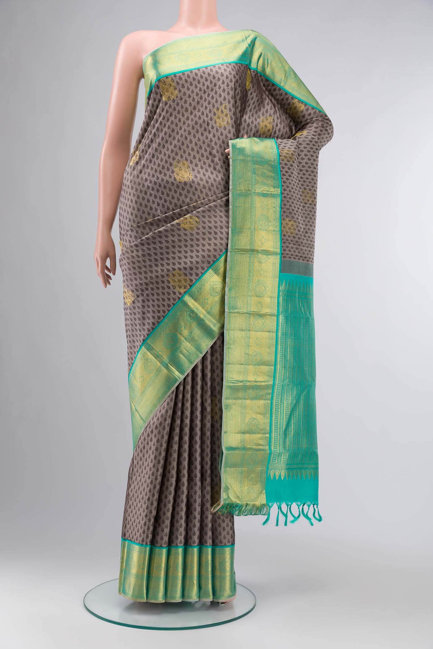 Grey Kanchipuram Silk Saree