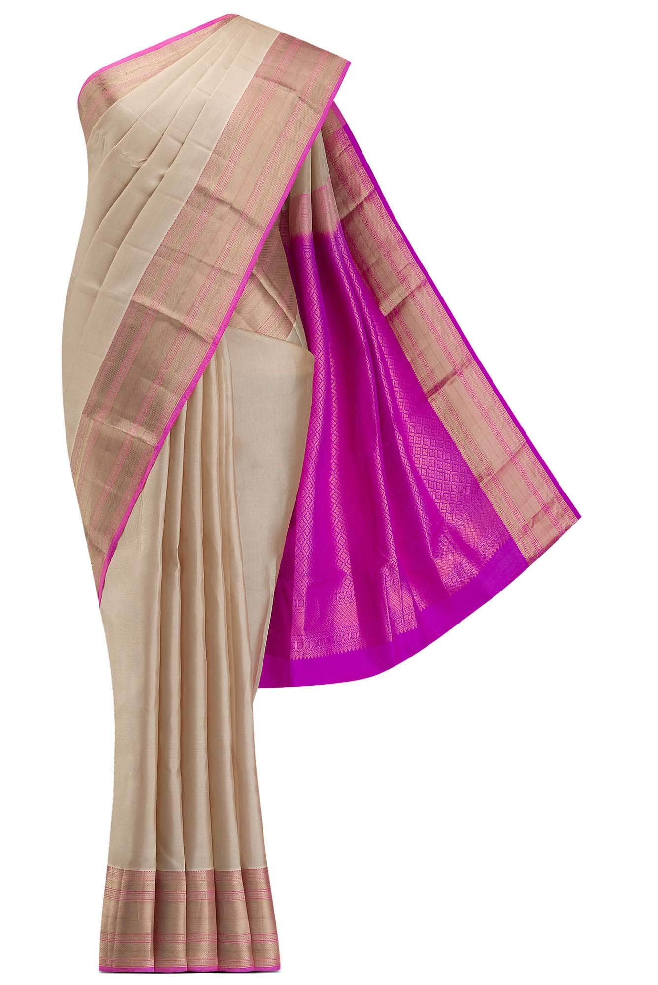 Beige Kanchipuram Silk Saree