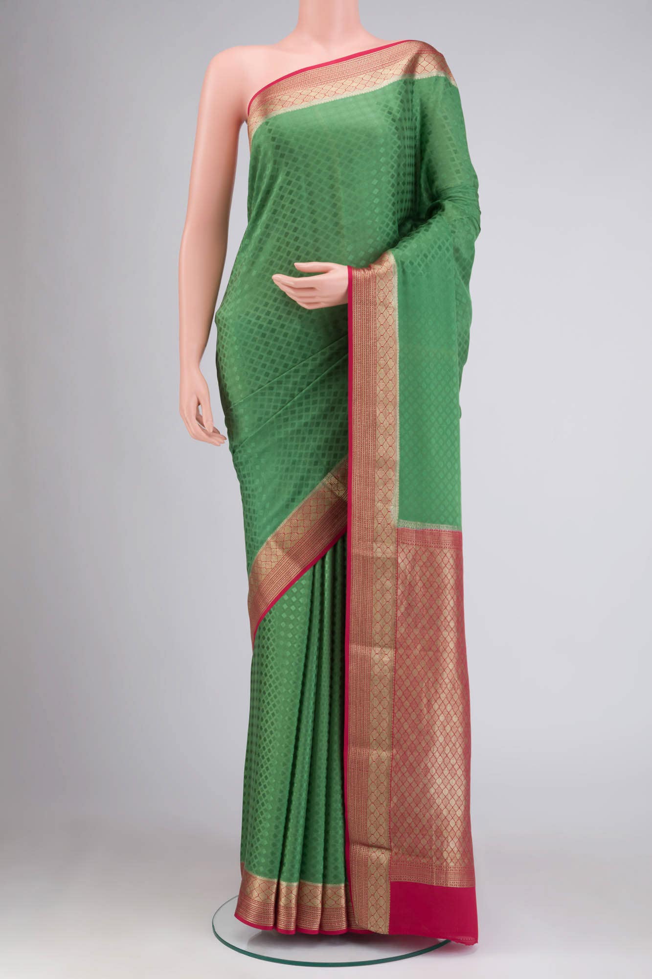 Green Crepe Saree