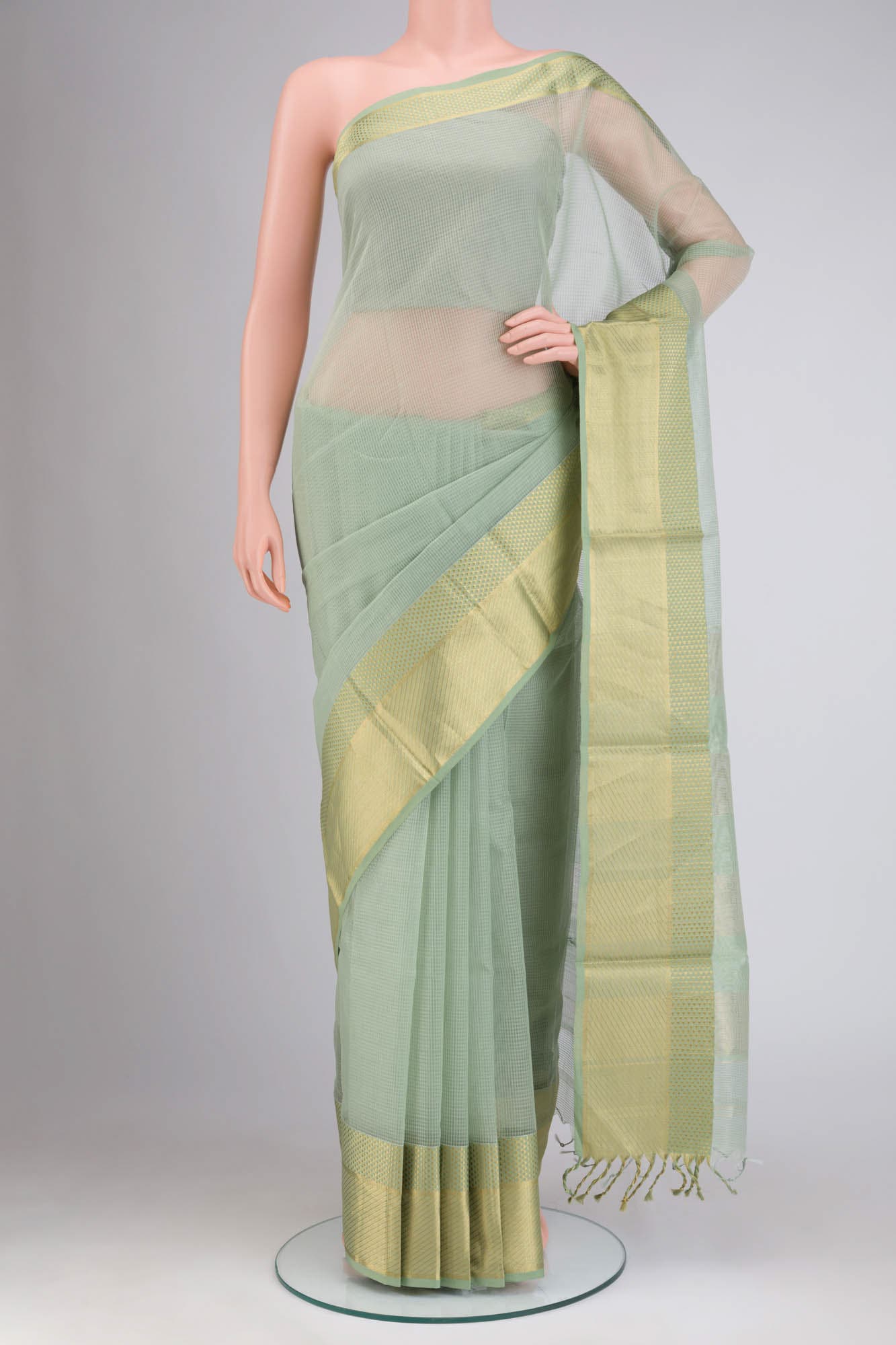 Green Maheshwari Silk Cotton Saree