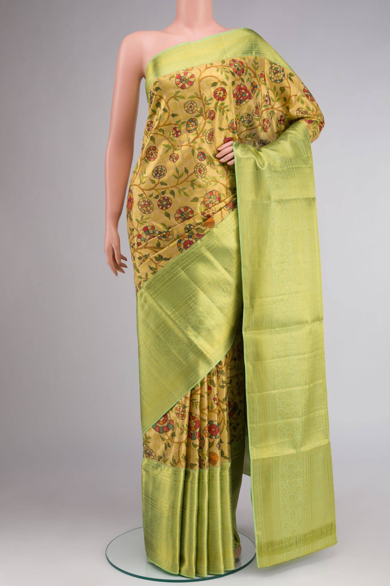 Beige Kanchipuram Silk Saree