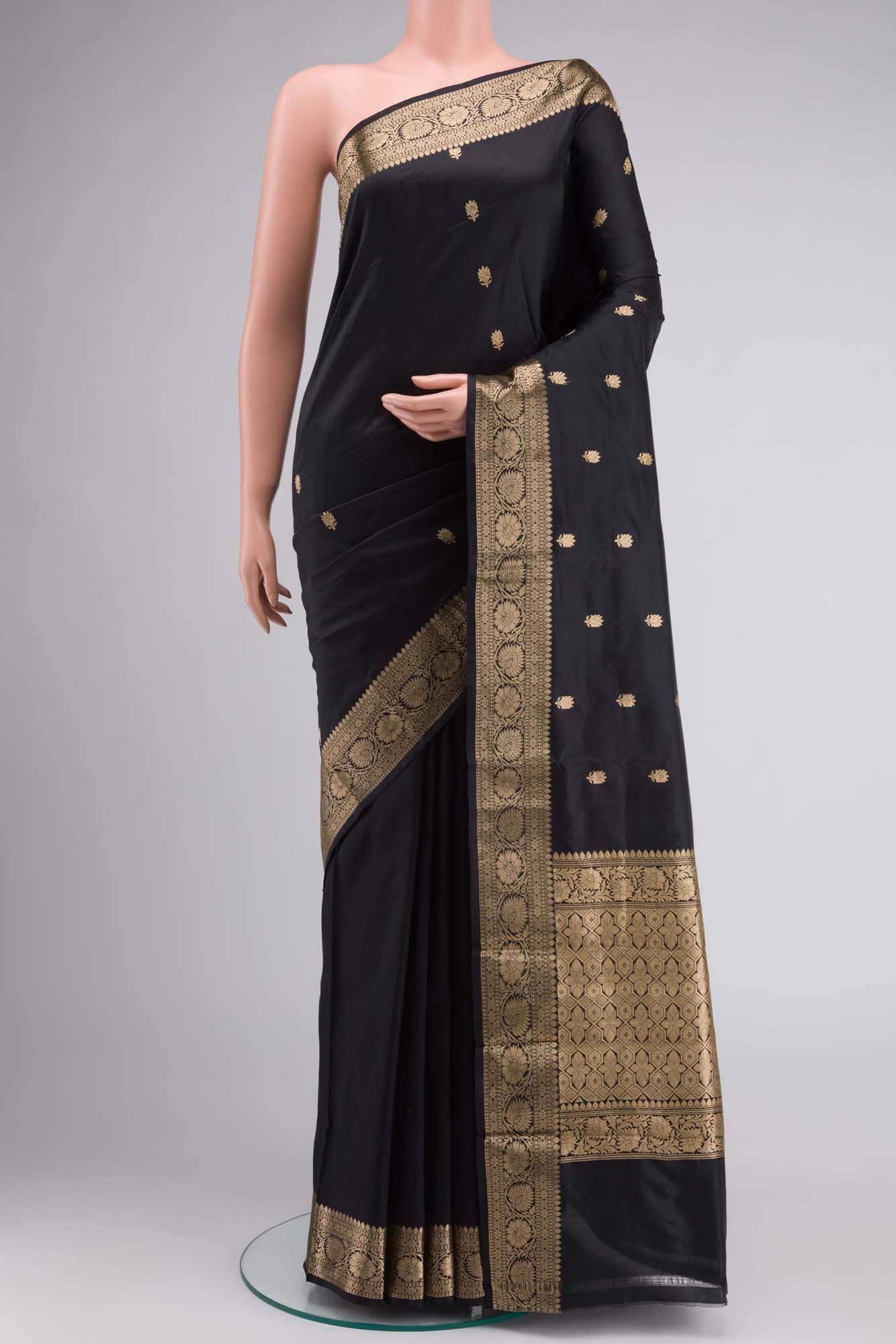 Black Banarasi Katan Silk Saree