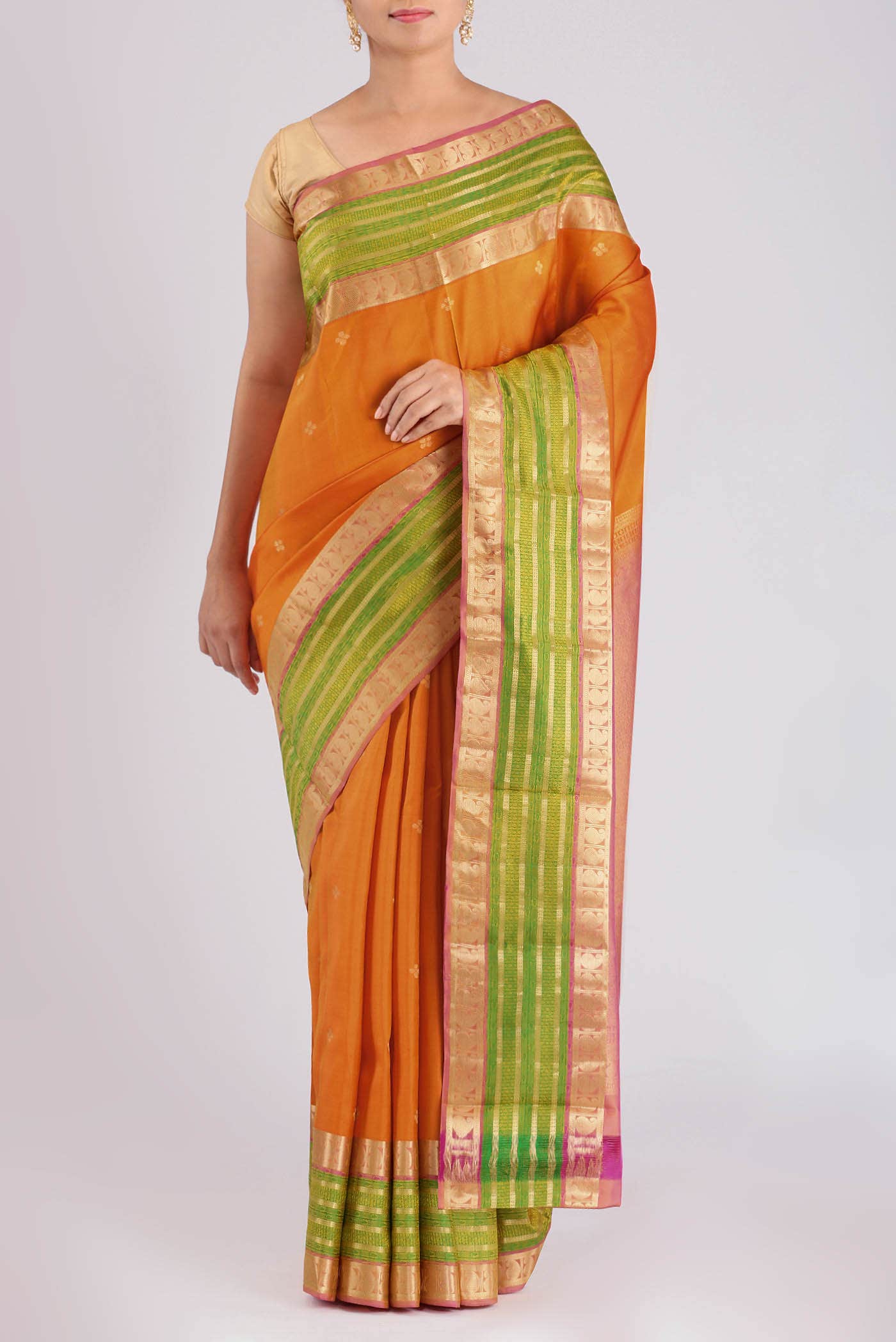 Orange Kanchipuram Silk Saree