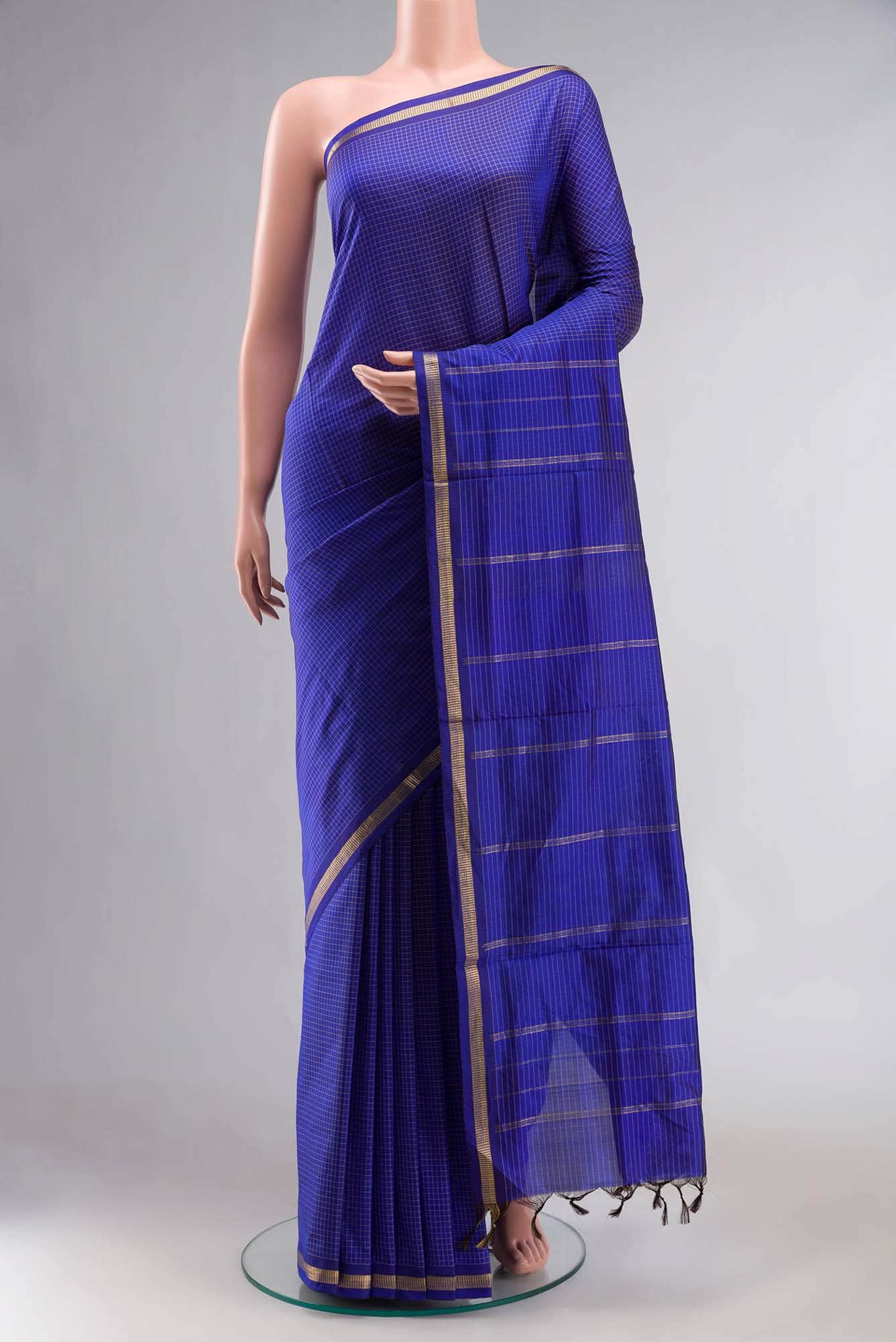 Blue Kanchipuram Silk Nine Yards Saree