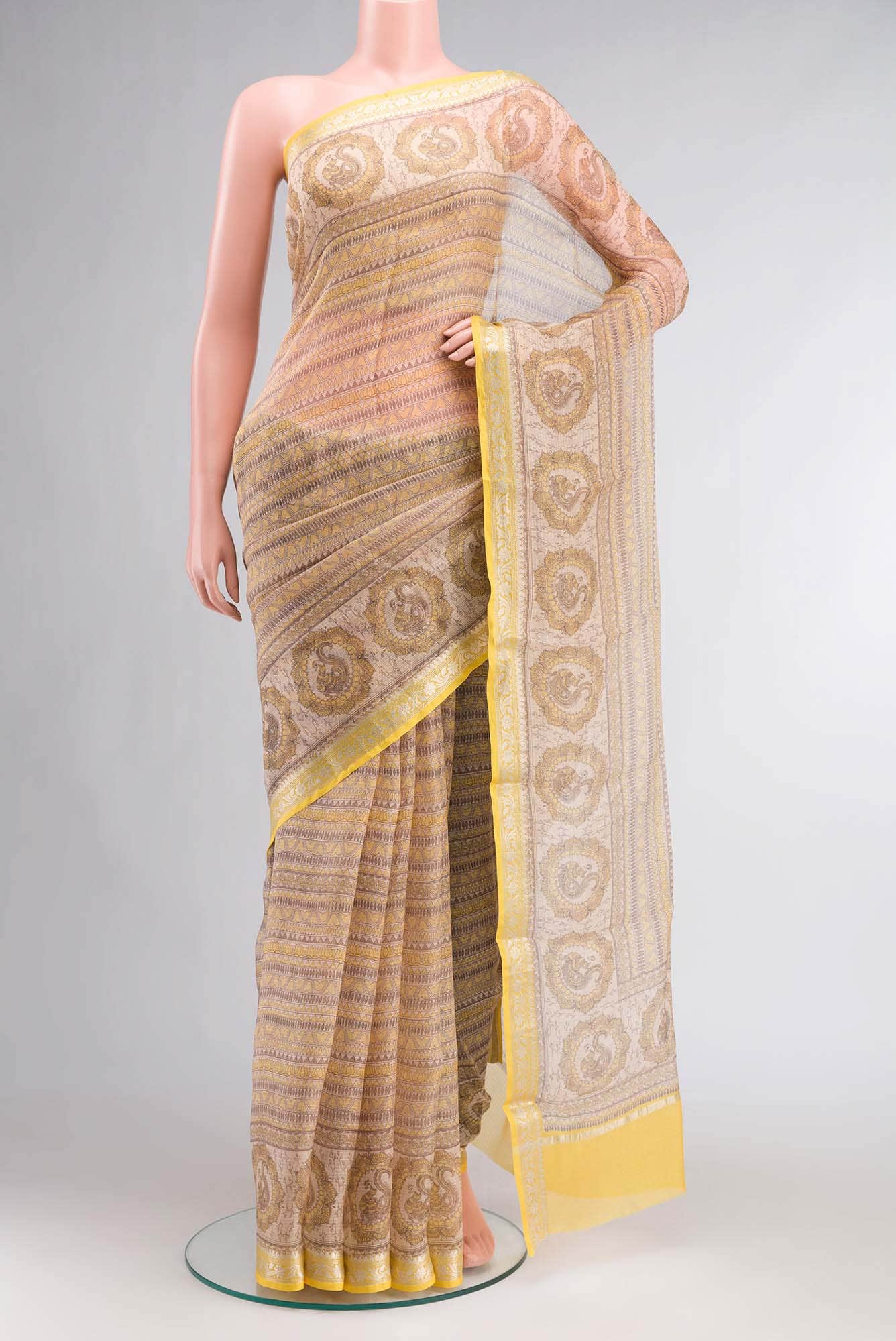 Beige Kota Silk Saree