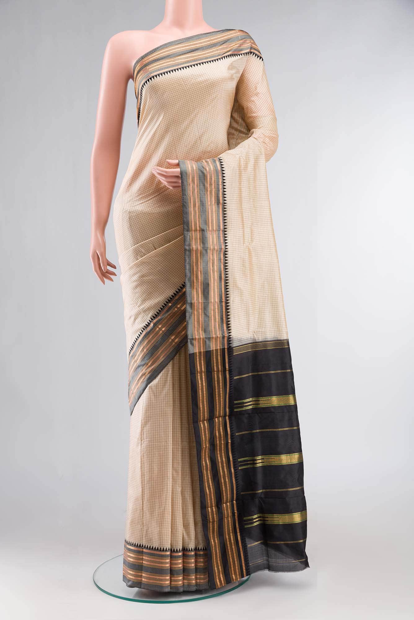 Beige Narayanpet Silk Saree