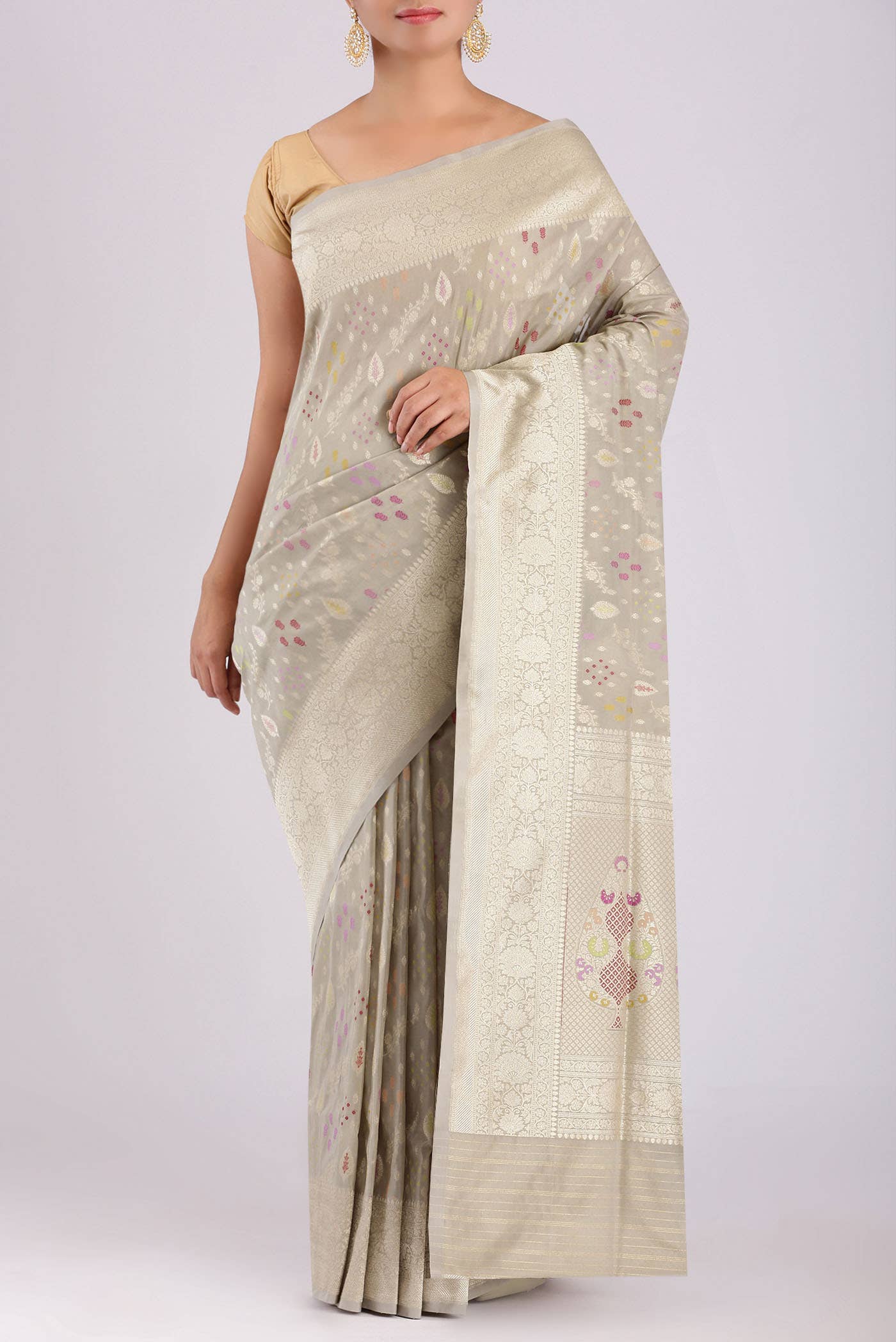 Beige Banarasi Silk Saree