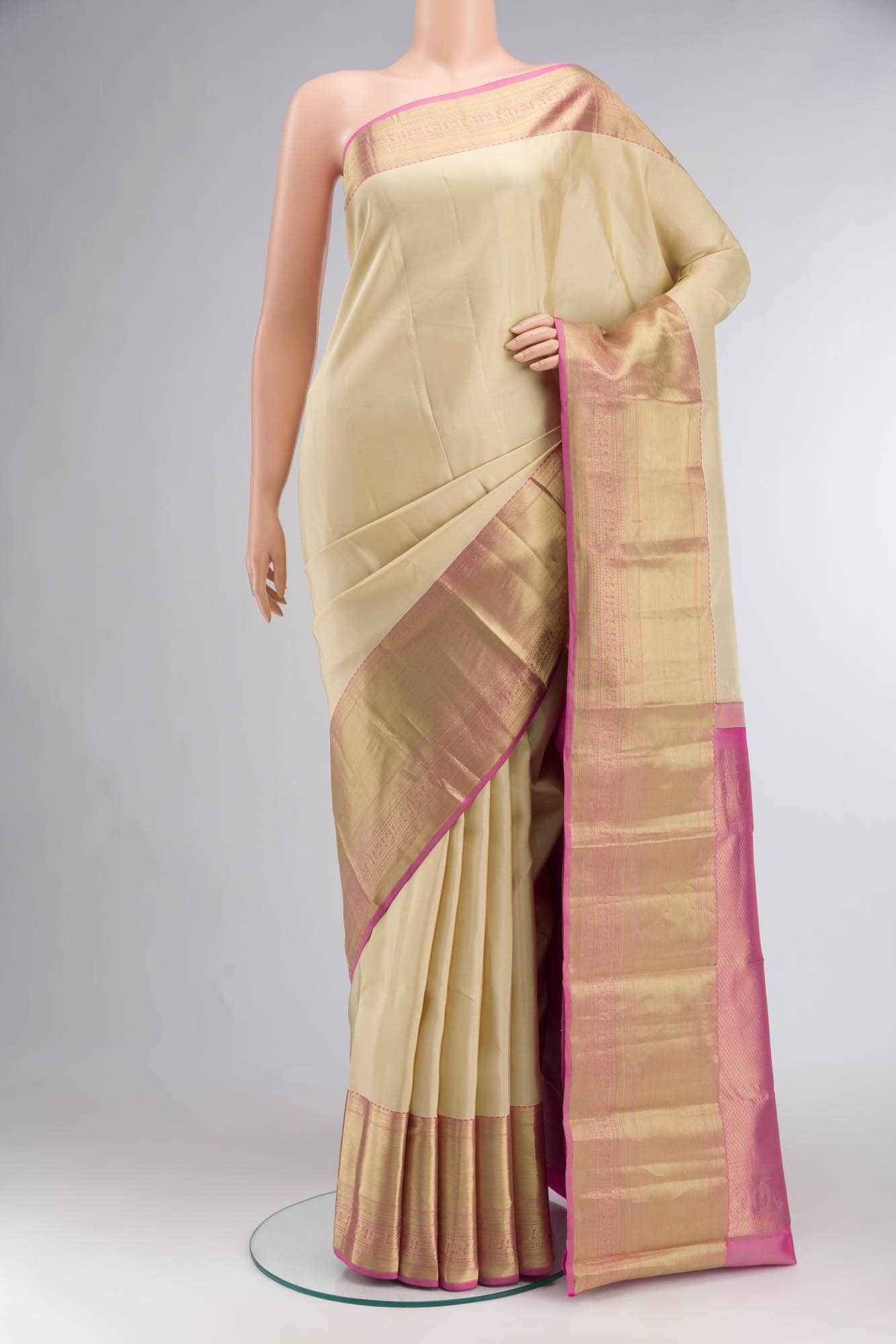 Beige Kanchipuram Silk Saree