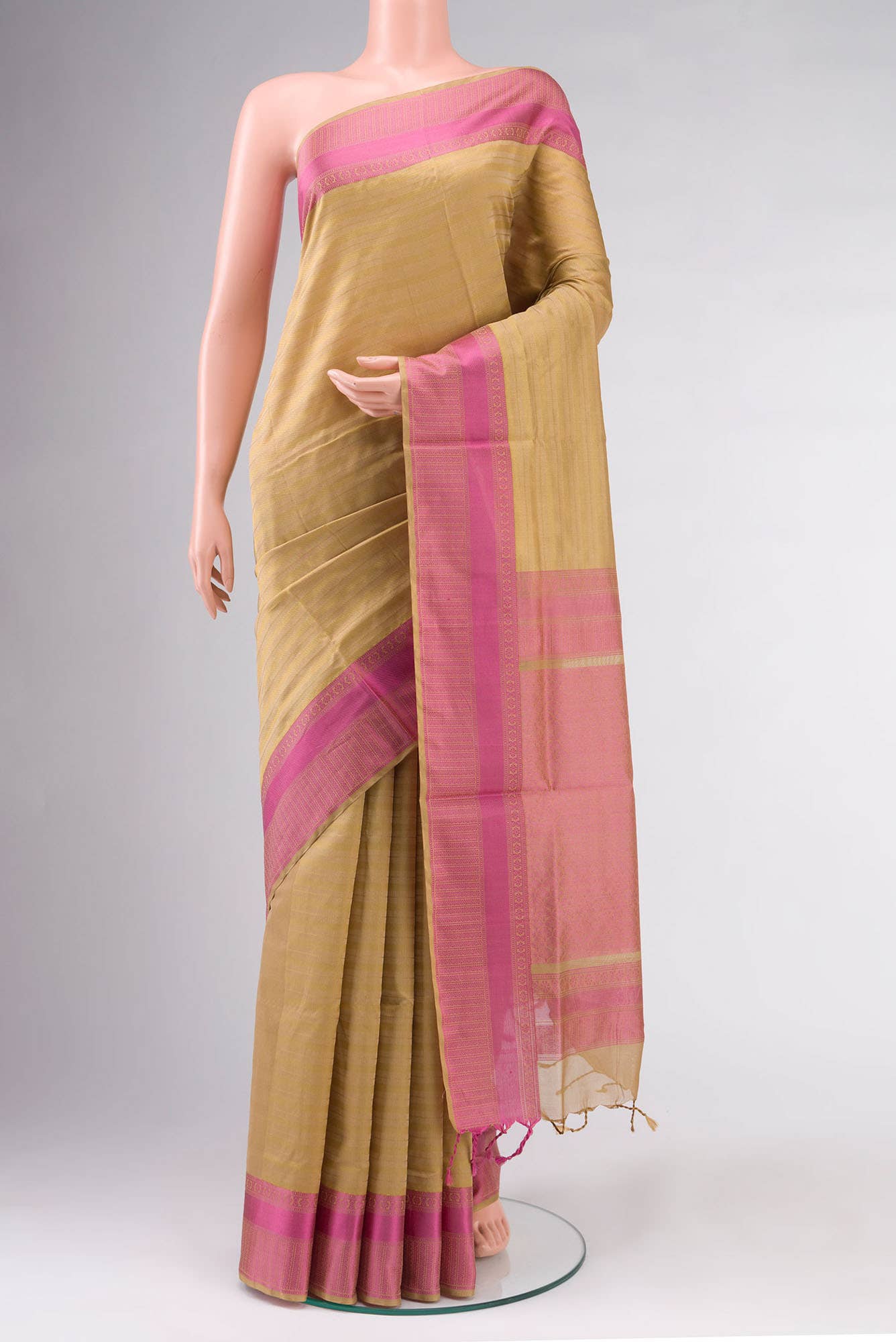 Beige Dual Tone Silk Cotton Saree