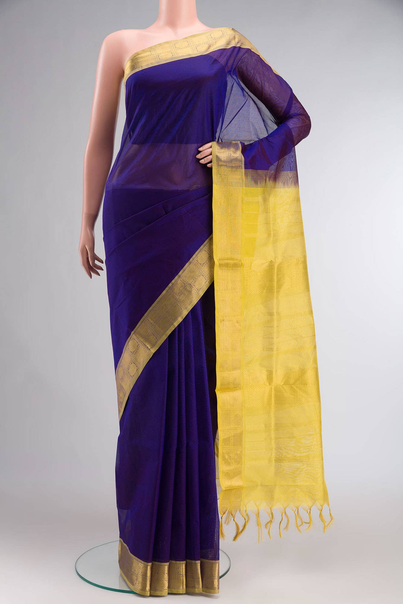 Navy Blue Silk Cotton Saree