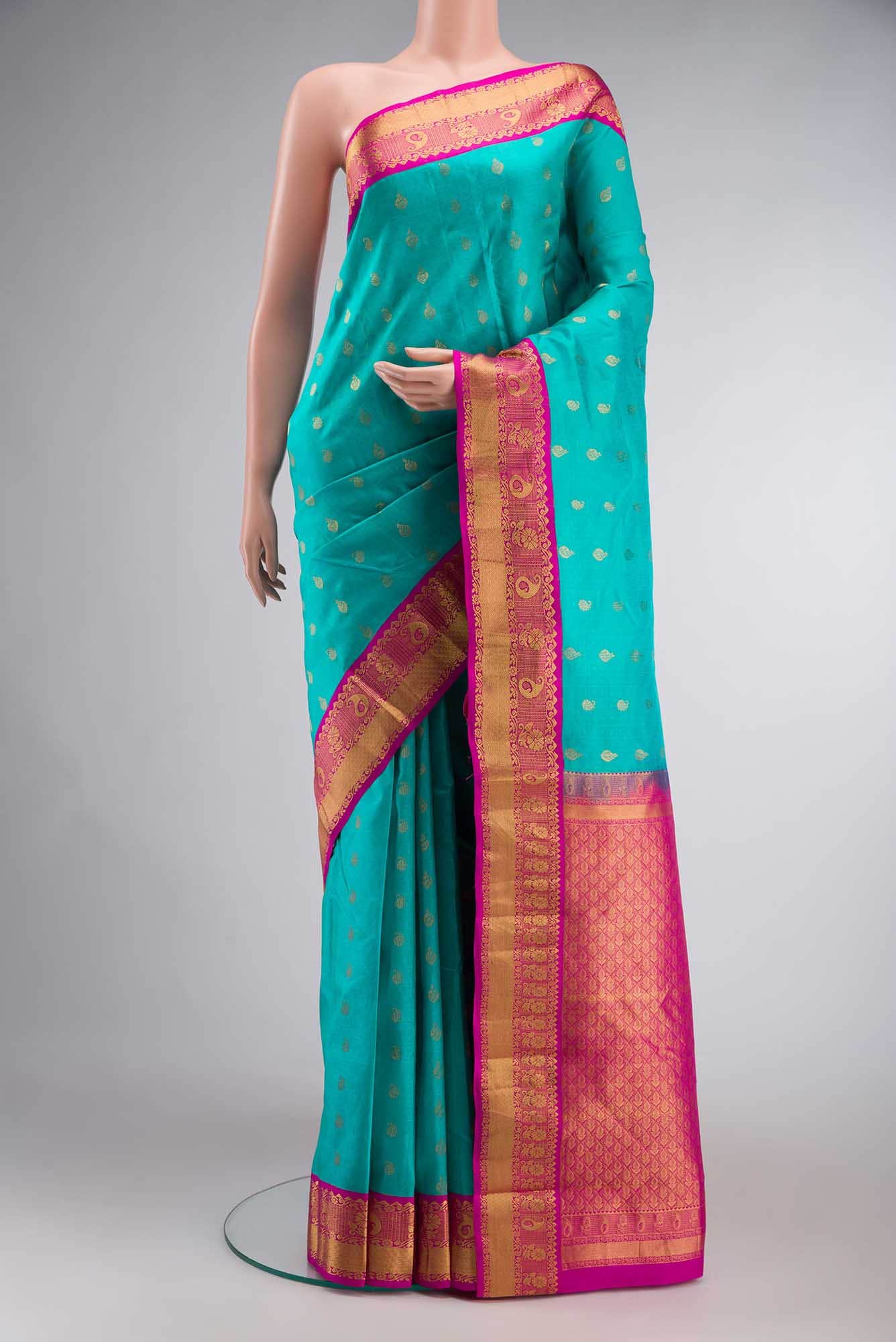 Blue Dual Tone Kanchipuram Silk Saree
