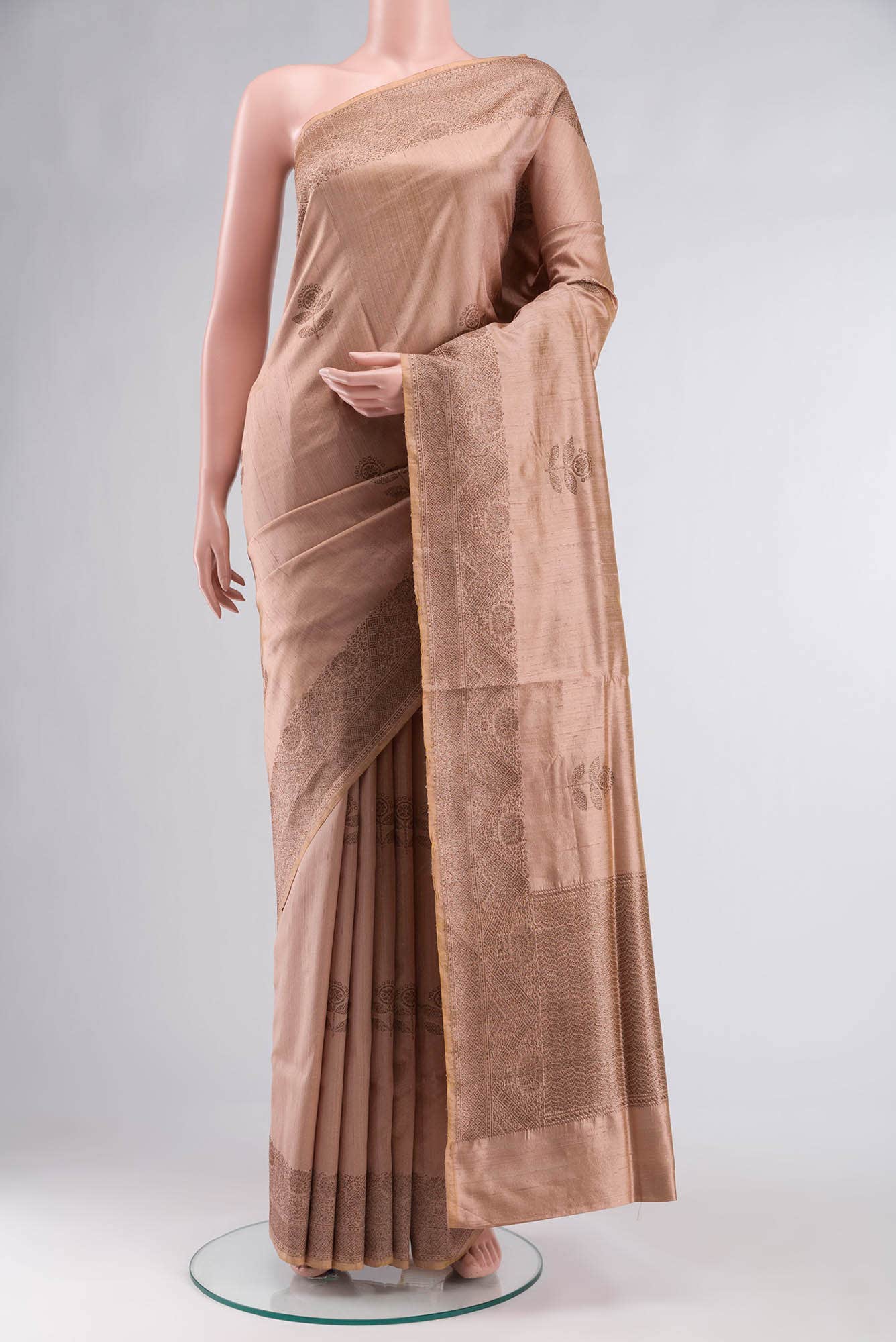 Brown Banarasi Tussar Silk Saree