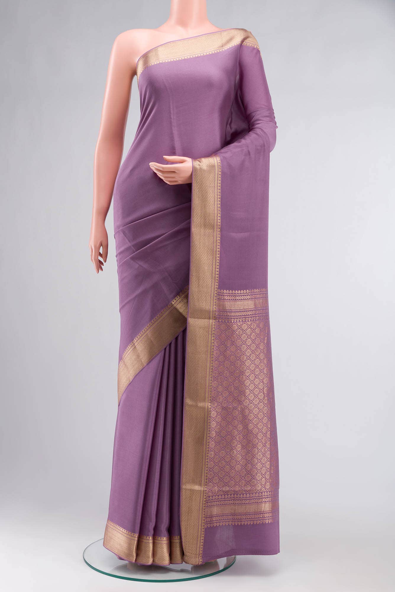 Mauve Mysore Crepe Saree