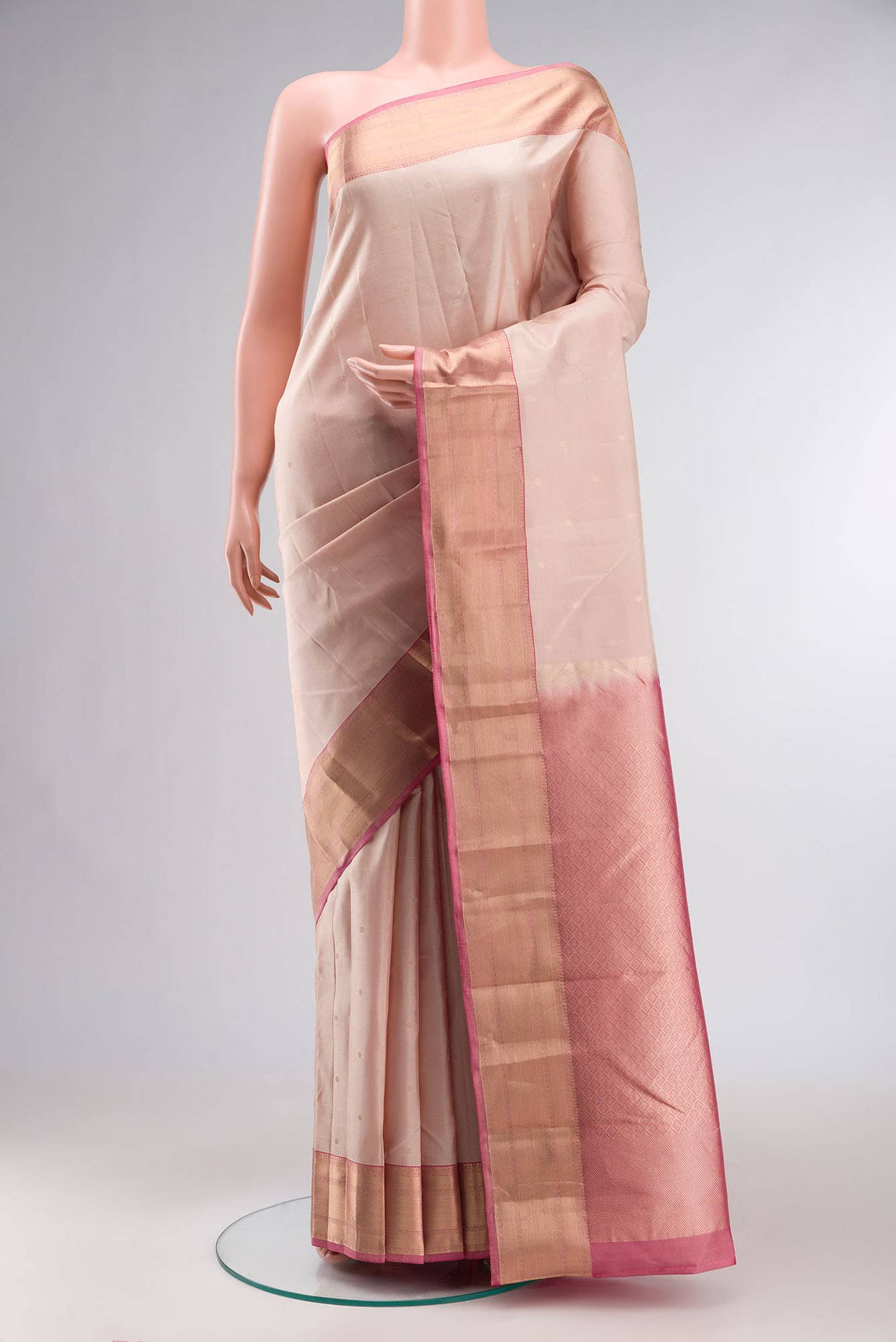 Beige Kanchipuram Silk Saree