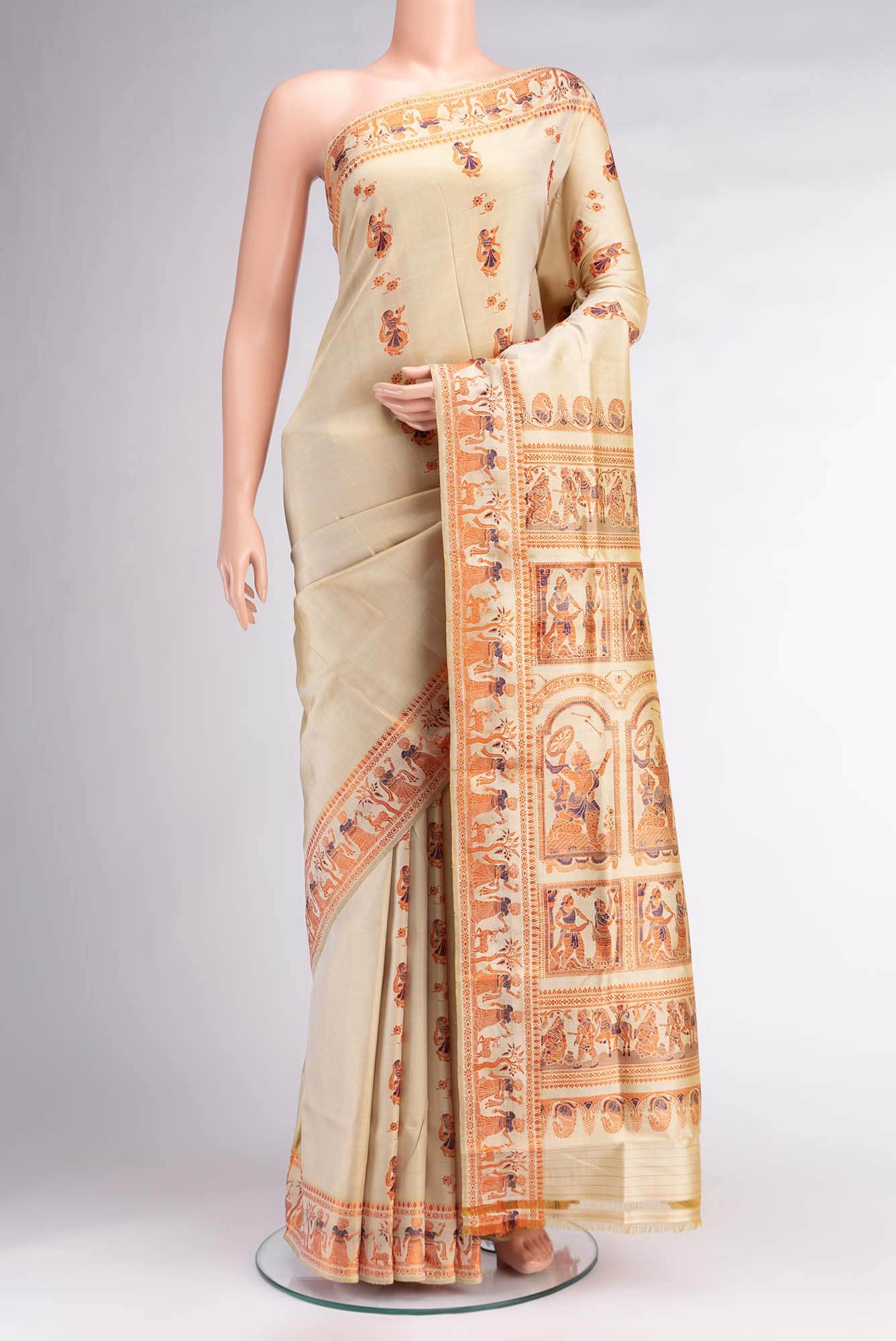 Beige Baluchari Silk Saree