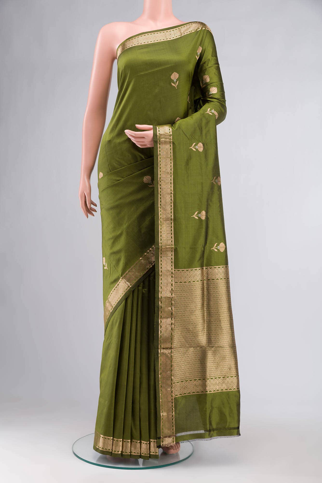 Green Banarasi Katan Silk Saree