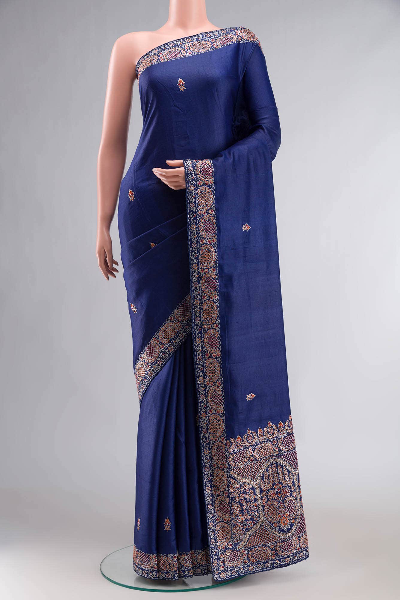 Blue Bhagalpuri Tussar Silk Saree