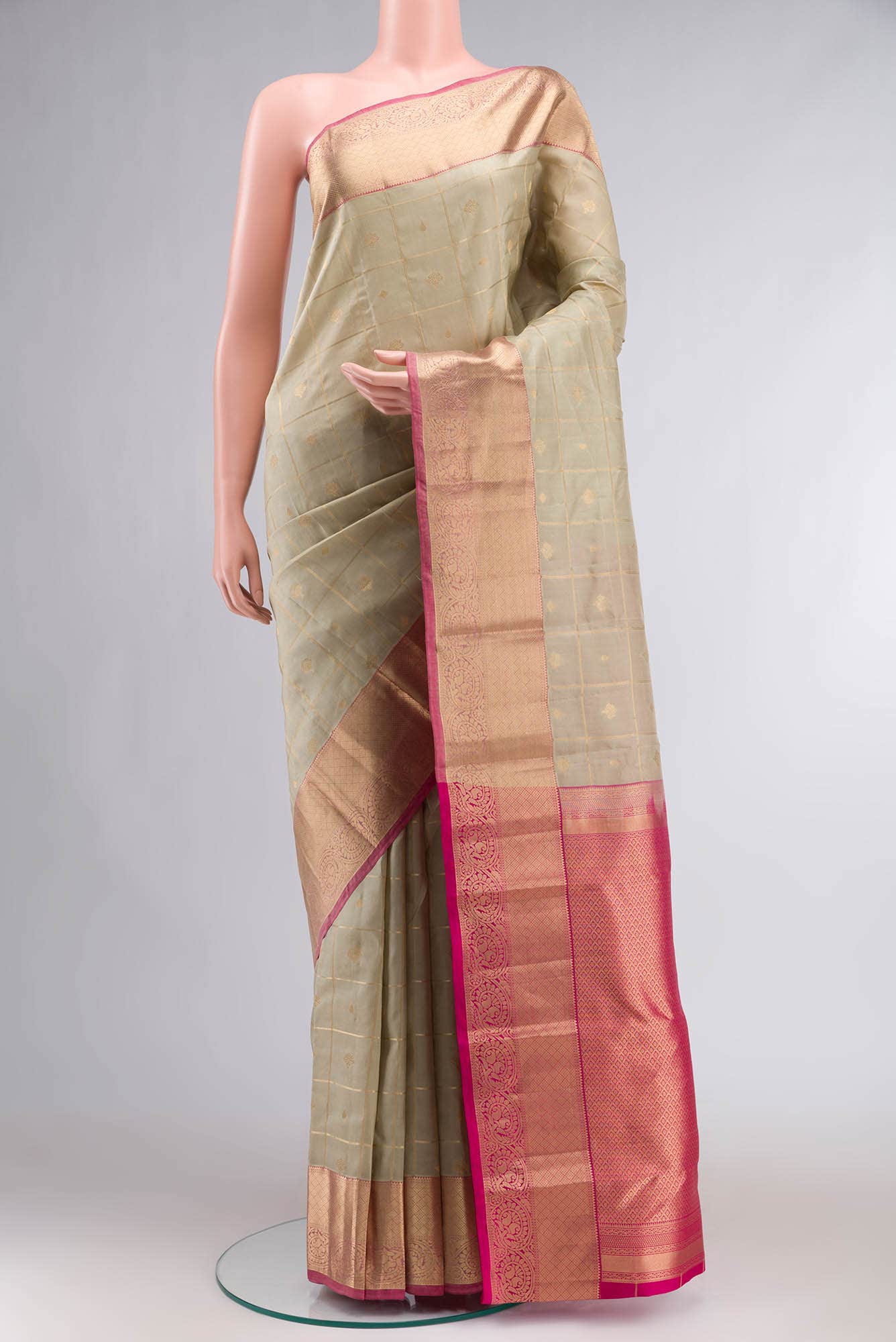 Beige Kanchipuram Silk Saree