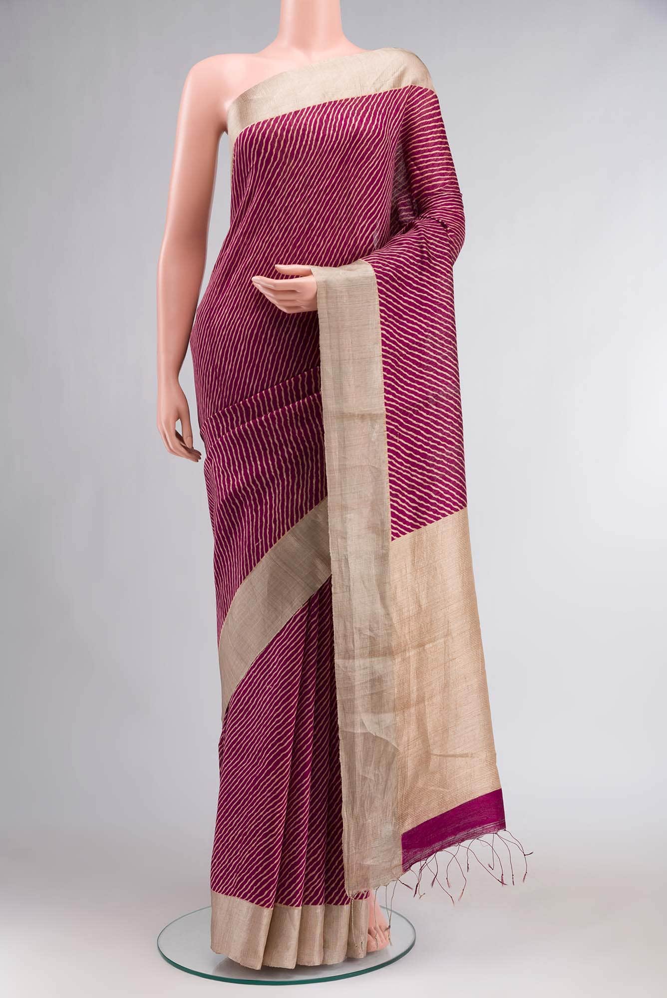 Magenta Bhagalpuri Tussar Silk Saree