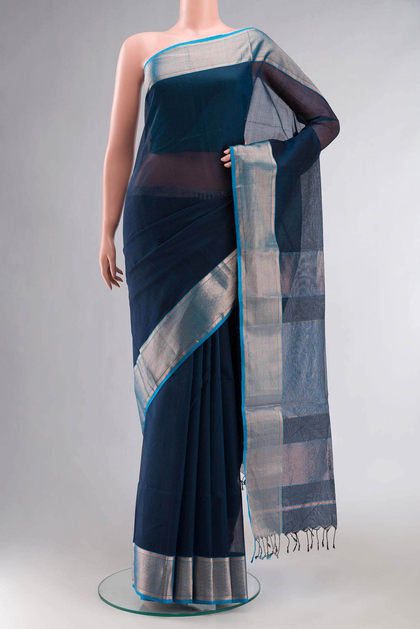 Black Maheshwari Silk Cotton Saree