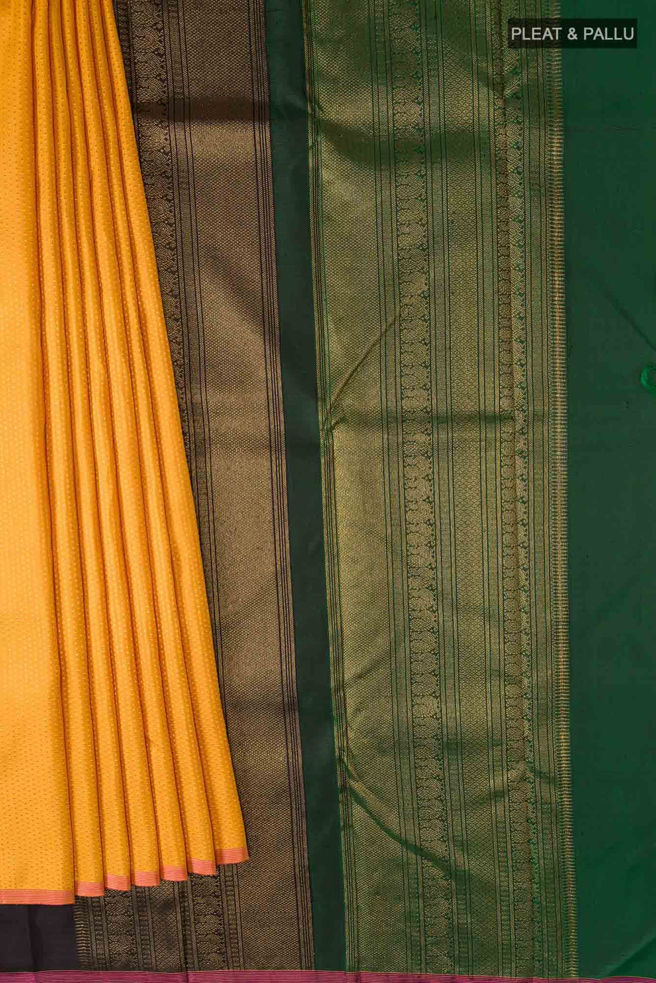 Pure Silk Pure Zari Yellow Kanchipuram Saree