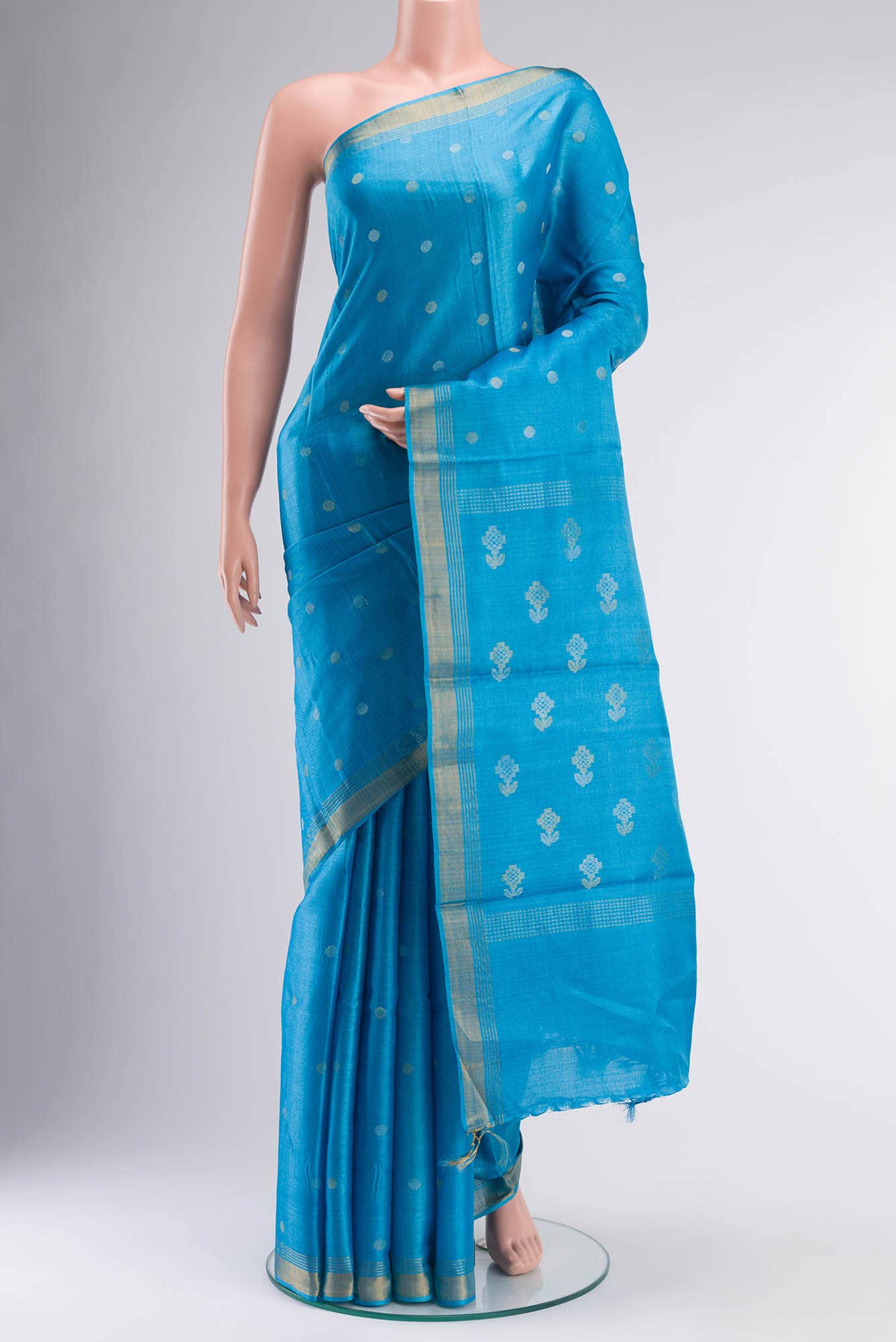 Blue Bhagalpuri Tussar Silk Saree