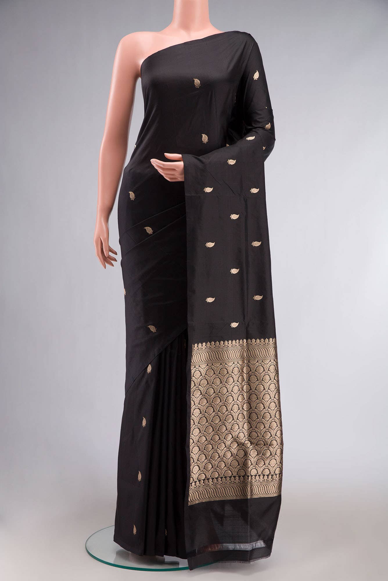 Black Banarasi Katan Silk Saree