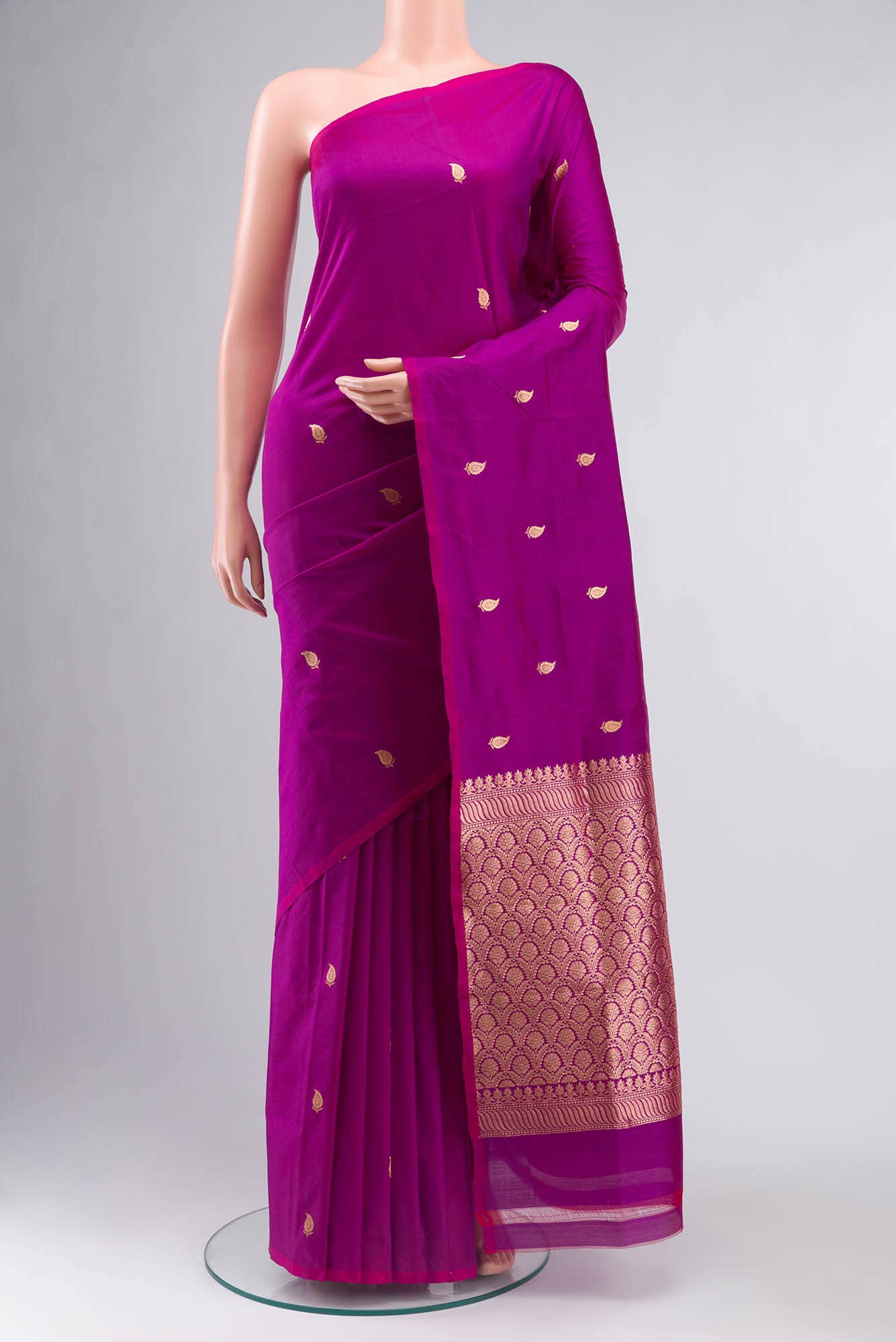 Magenta Banarasi Katan Silk Saree