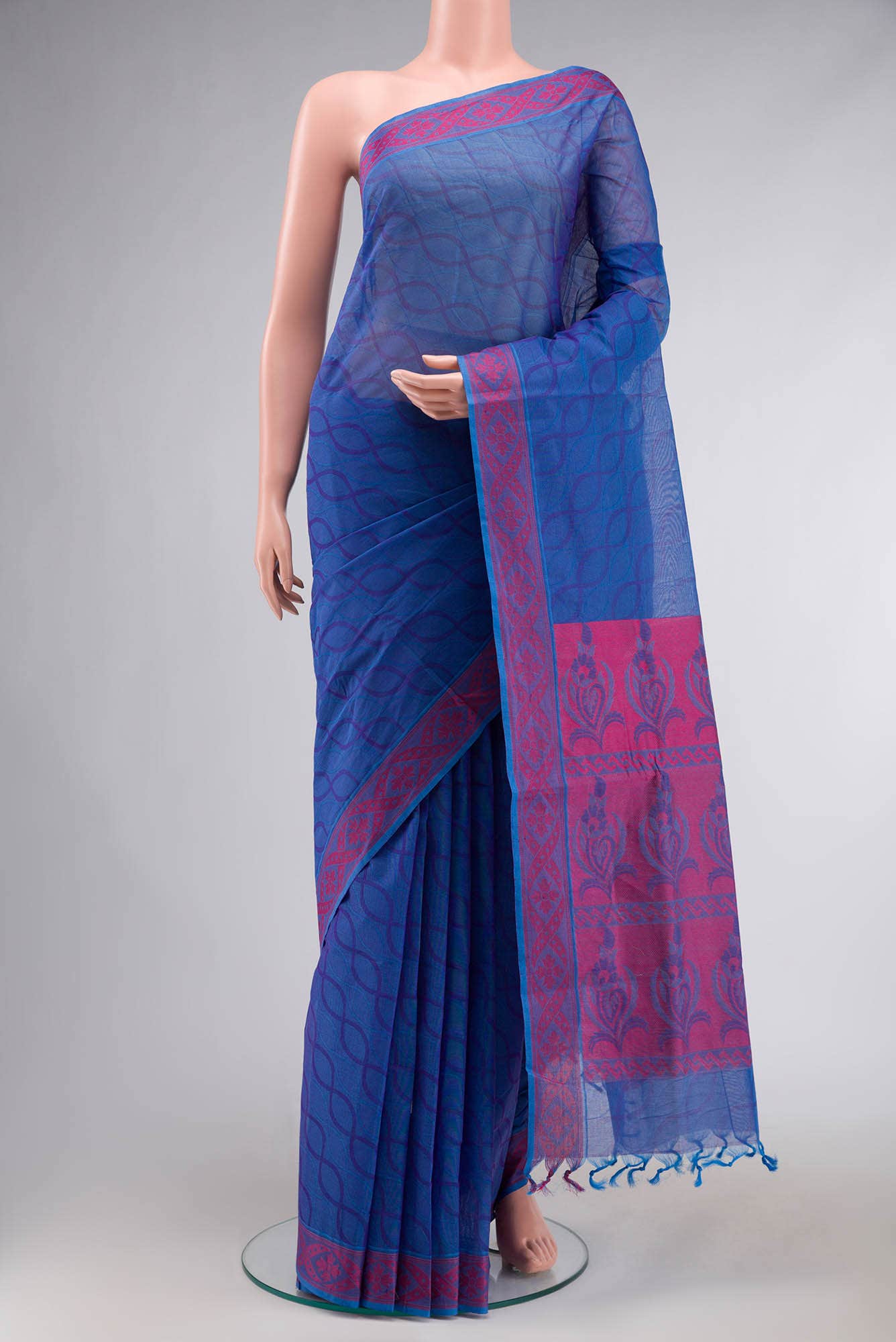 Blue Coimbatore Cotton Saree
