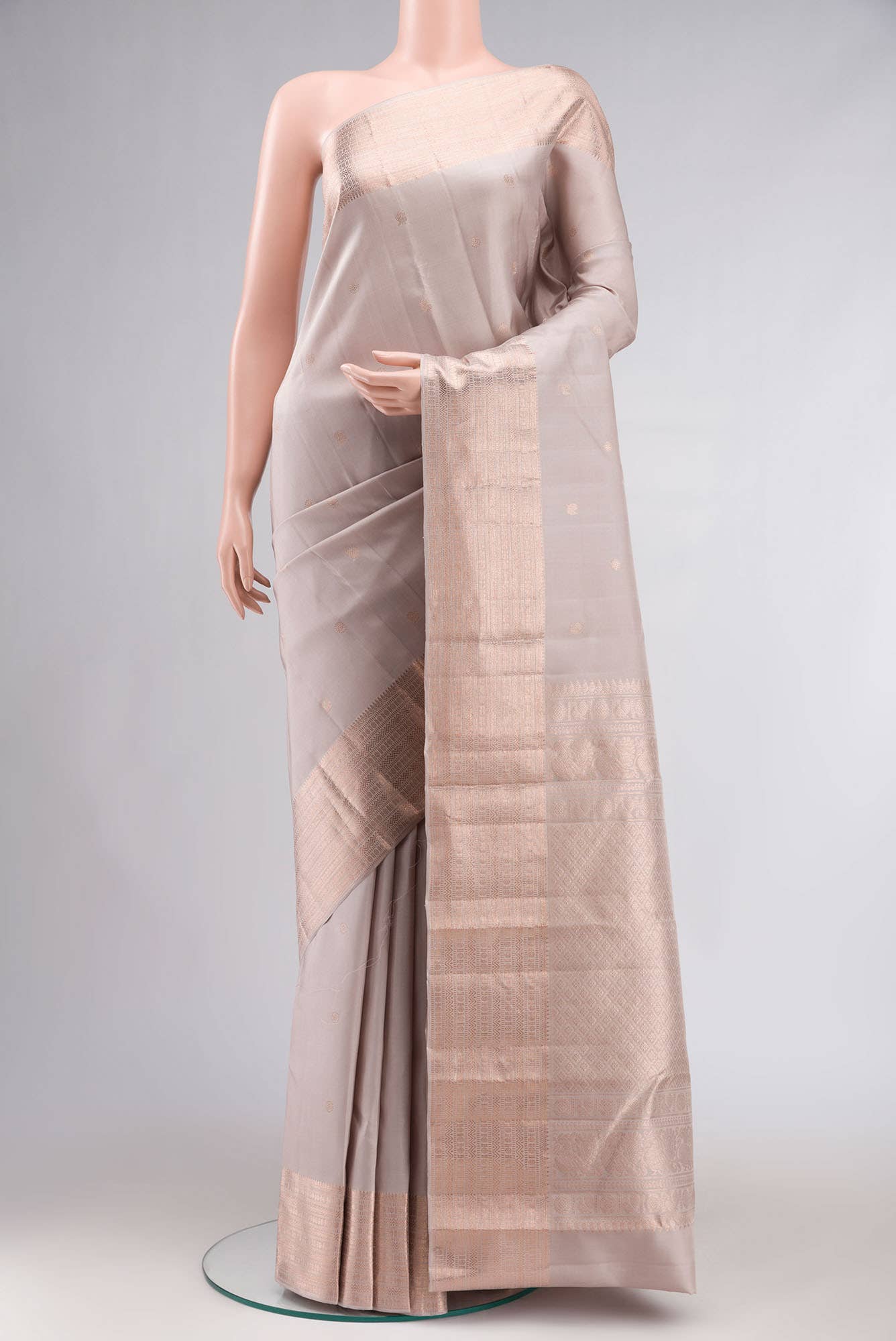 Beige Kanchipuram Silk Saree